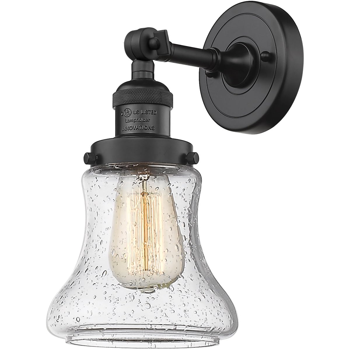 Innovations 201F-BK-G194-LED Matte Black LED Semi-Flush Mount Ceiling Light - Perfect for Bedroom, Kitchen, Hallway & Indoor Lighting