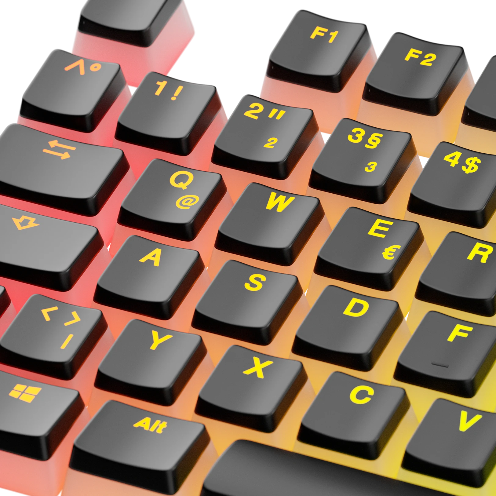 Aura V3 Black Keycaps for Mechanical Keyboards - Premium PBT Keycap Set for Gaming & Typing (DE Layout) - Perfect for PC Gamers & Office Work