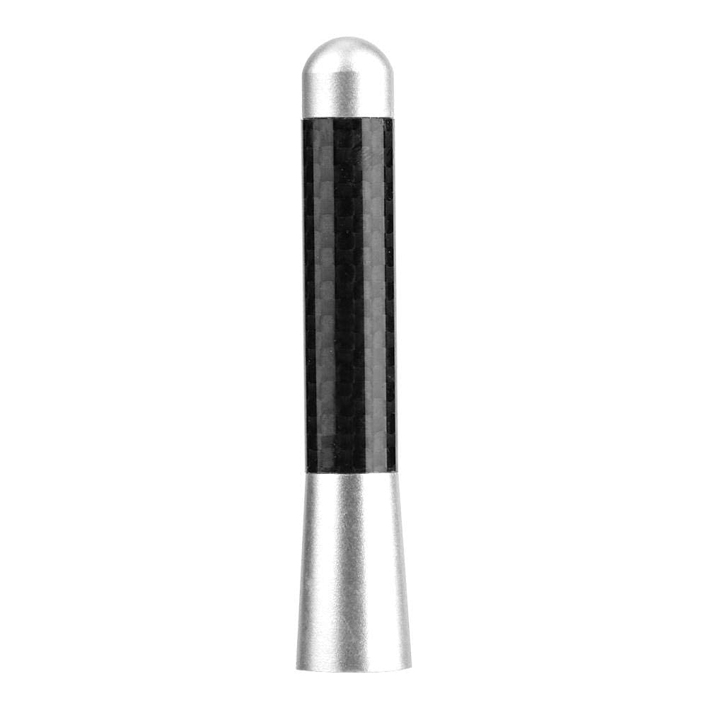 3 Inch Carbon Fiber Universal Car Antenna - Screw-on Short Radio Antenna Replacement for Vehicle Modification (Silver) | Perfect for Improved FM/AM Reception & Car Aesthetic Upgrades