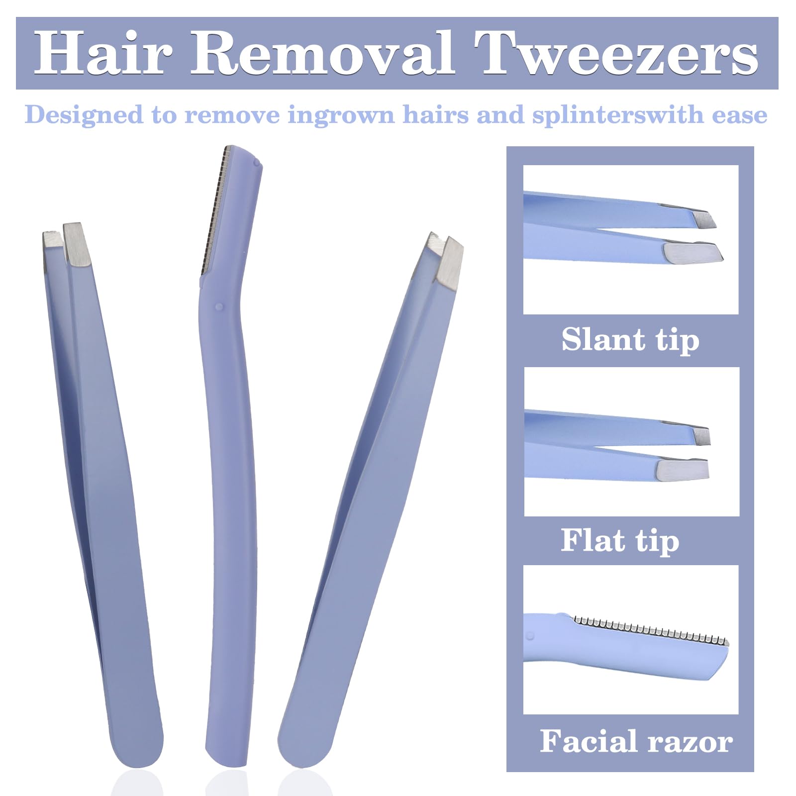 WSYUB Blackhead & Ingrown Hair Tweezers Kit - Professional Pimple Popper Tool, Acne Needle & Blackhead Extractor with Eyebrow Razors - Perfect for Facial Care, Blemish Removal & Grooming at Home or Salon