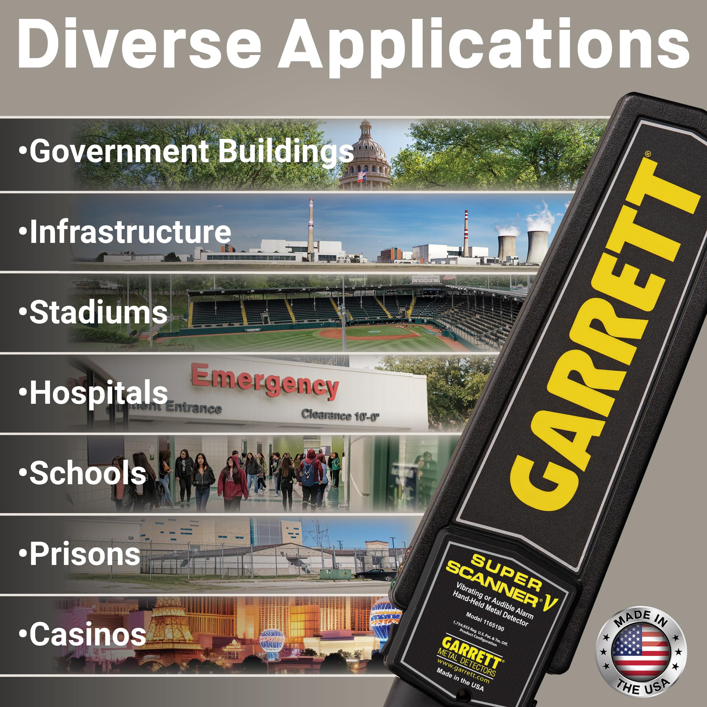Garrett Super Scanner V Professional Metal Detector for Adults - High Sensitivity Security Wand for All Metals - Made in USA - Perfect for Airports, Events & Security Checks