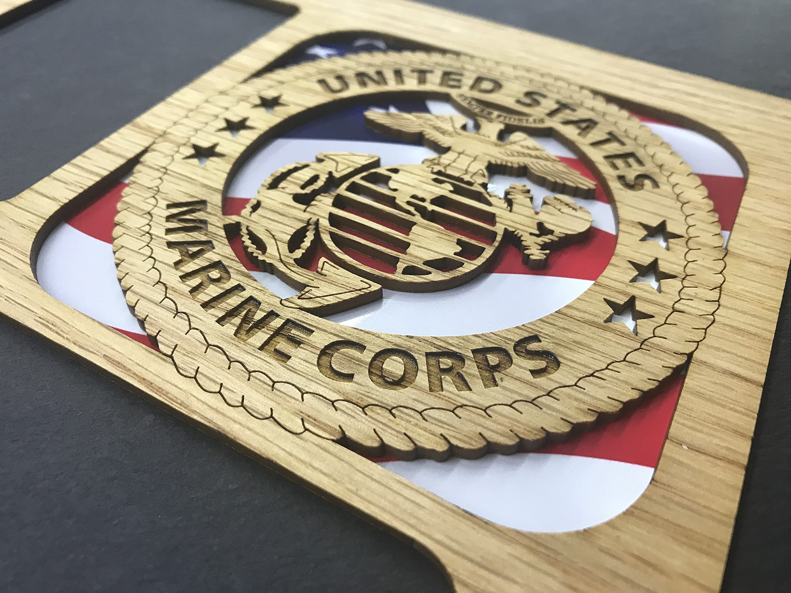 US Marine Corps Picture Frame 11x14 - Honey Wood Military Photo Display for Home, Office & Gifts | Wall Mount or Tabletop Decor