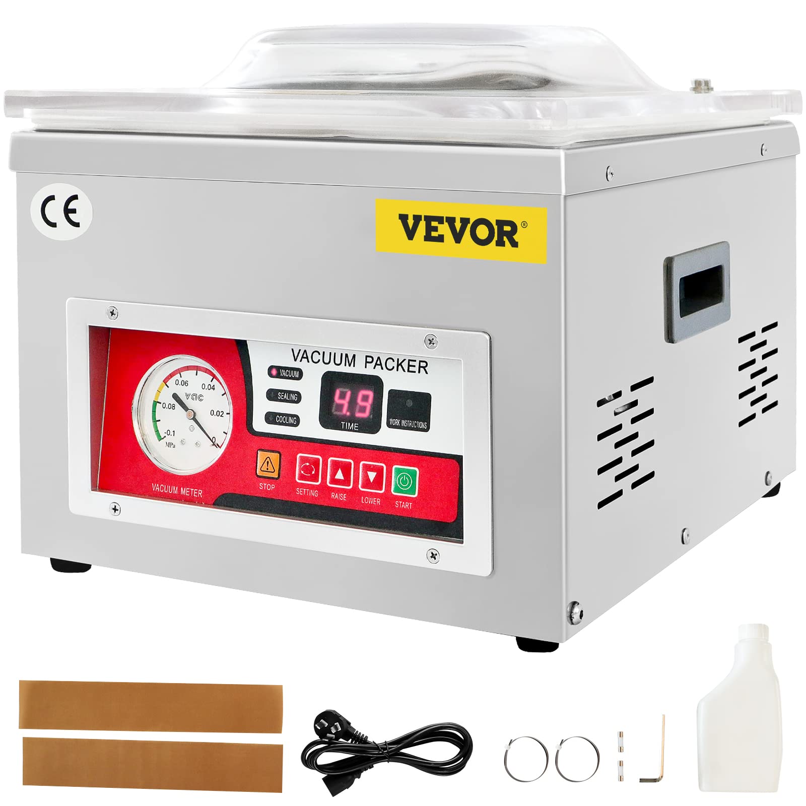 VEVOR DZ-260A Commercial Chamber Vacuum Sealer - 6.5 cbm/h Pump Rate, Automatic Control, 260W Power (110V/60Hz) for Fresh Meats, Seafood & Meal Prep - Professional Food Packaging Machine for Restaurants, Butchers & Home Use