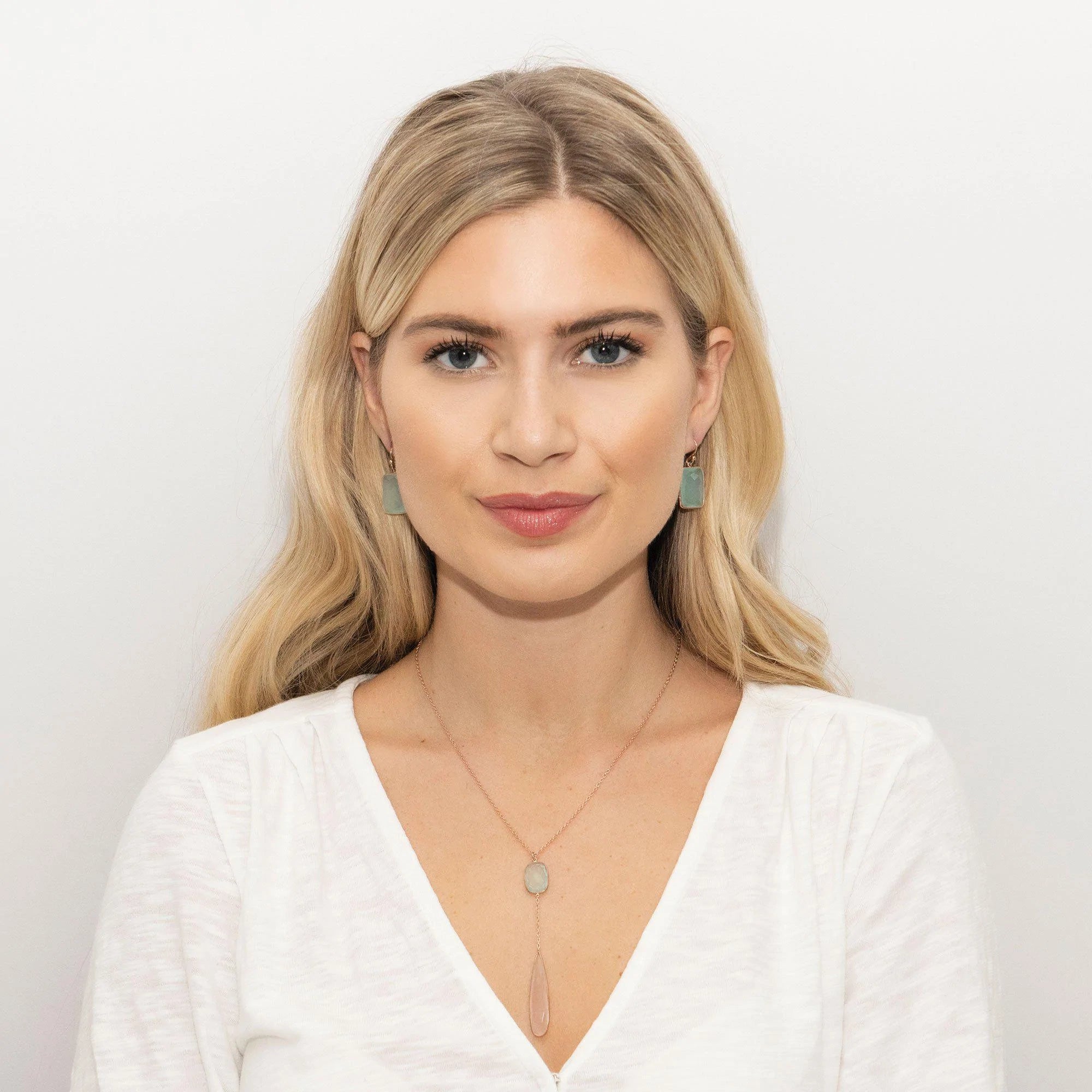 Aqua Chalcedony Square Drop Earrings for Women - Elegant Blue Gemstone Jewelry for Parties, Weddings & Special Occasions