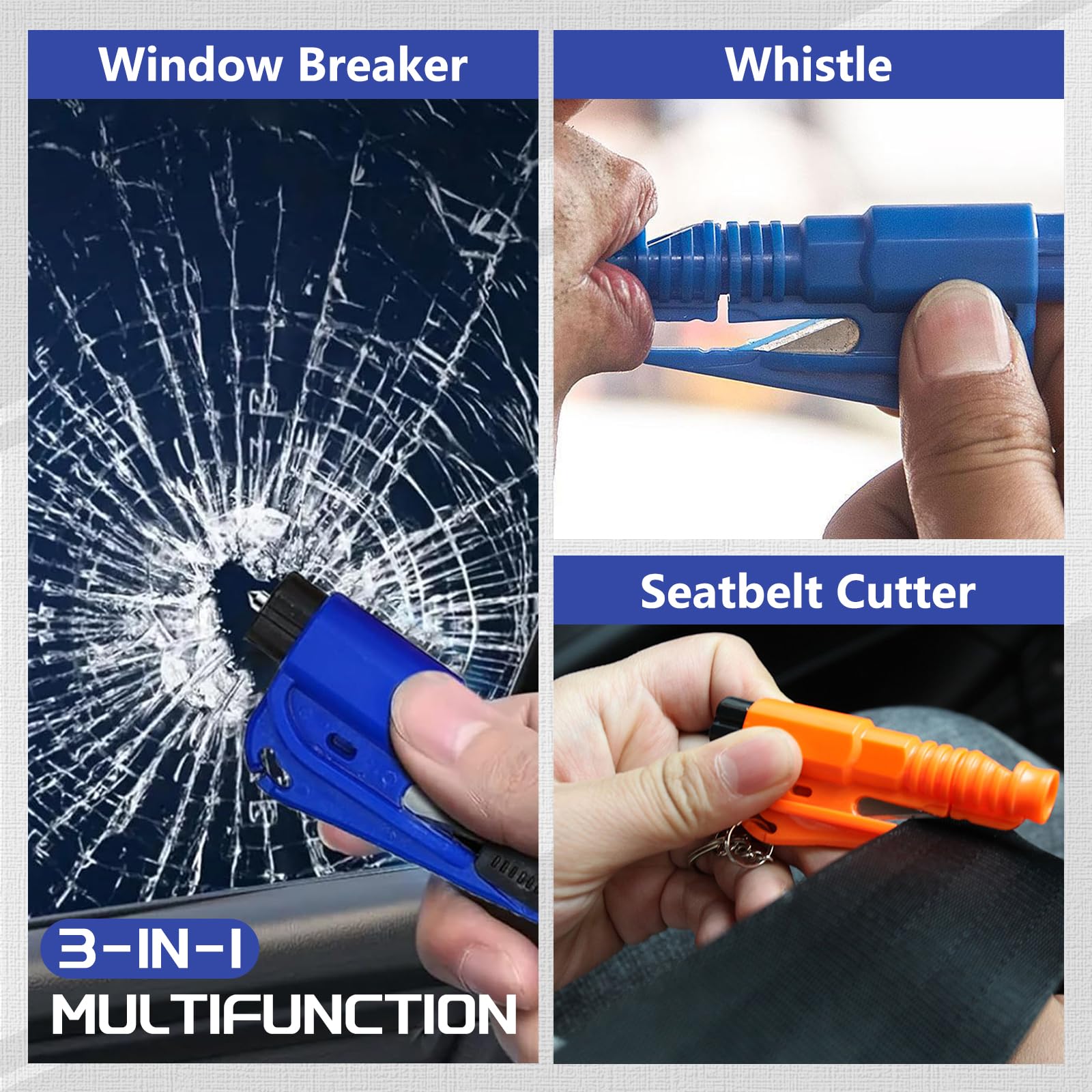 8-Piece Emergency Car Escape Tool Kit - 3-in-1 Window Breaker & Seatbelt Cutter - Automotive Safety Glass Hammer for Vehicle Accidents - Perfect for Roadside Emergencies & Disaster Preparedness