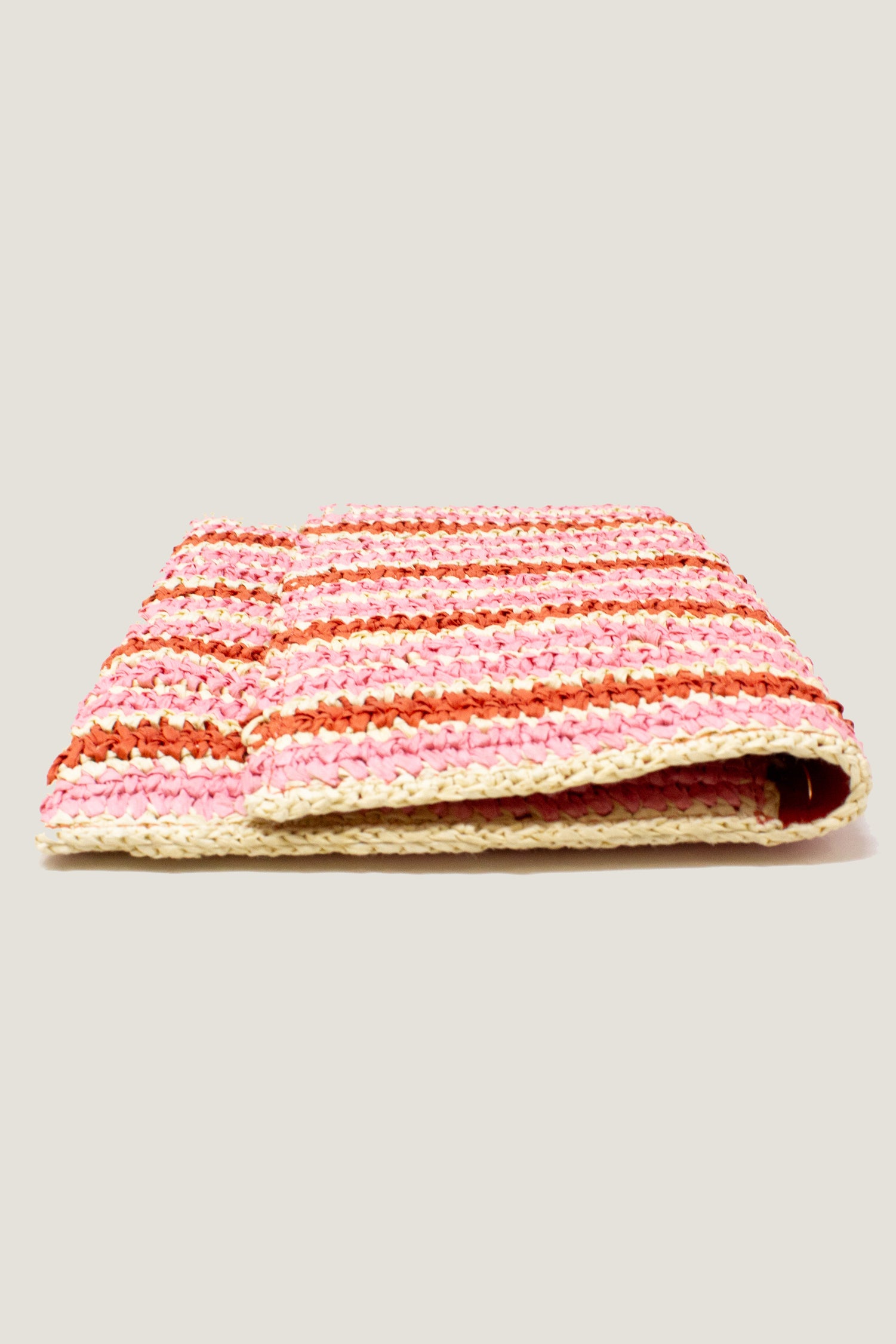 Amalfi Raffia Stripe Clutch Handbag for Women - Red, Pink & Natural Colors | Perfect for Beach Vacations, Summer Parties & Casual Outings