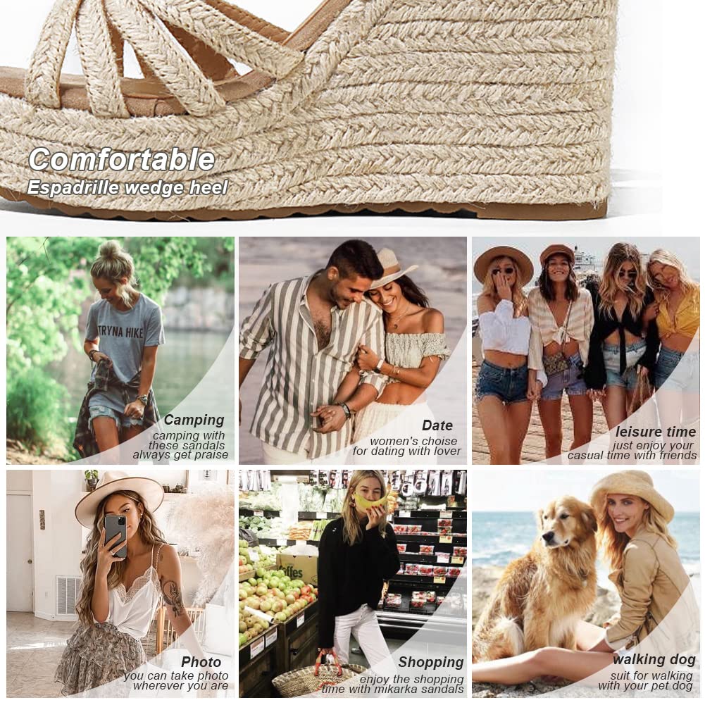 **Mikarka Women's Platform Ankle Strap Sandals – Open Toe Espadrille Wedge Sandals for Casual Summer Outfits | Beach, Vacation & Everyday Wear**