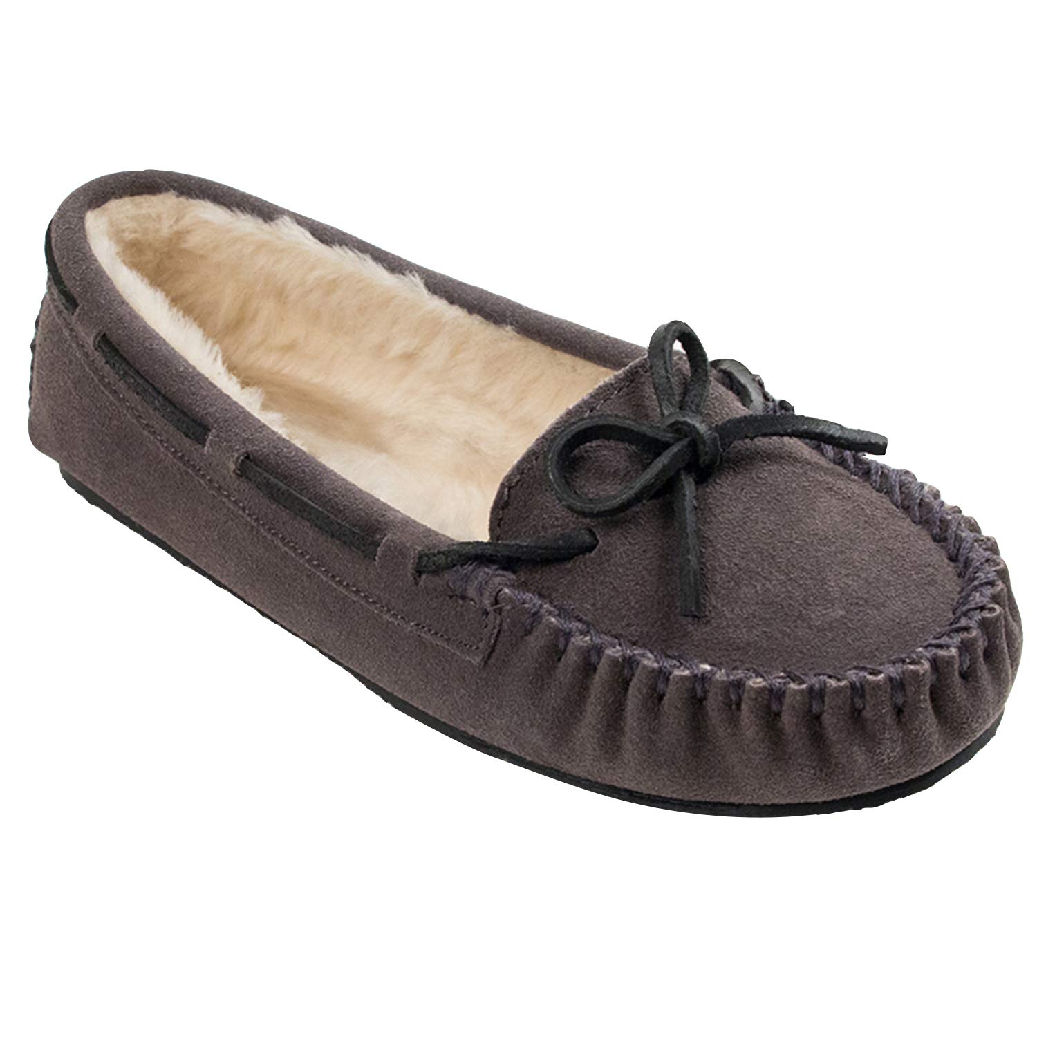 Minnetonka Women's Cally-Wide Moccasin Shoes - Soft Leather Slip-On Comfort for Casual Wear & Outdoor Adventures