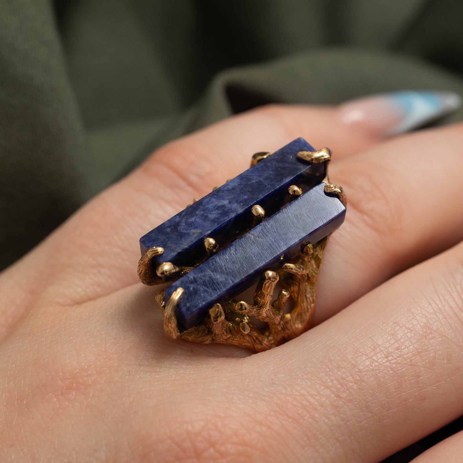 14.00ctw Sodalite Cocktail Ring - Size 4.75 | Elegant Statement Jewelry for Evening Parties & Special Occasions