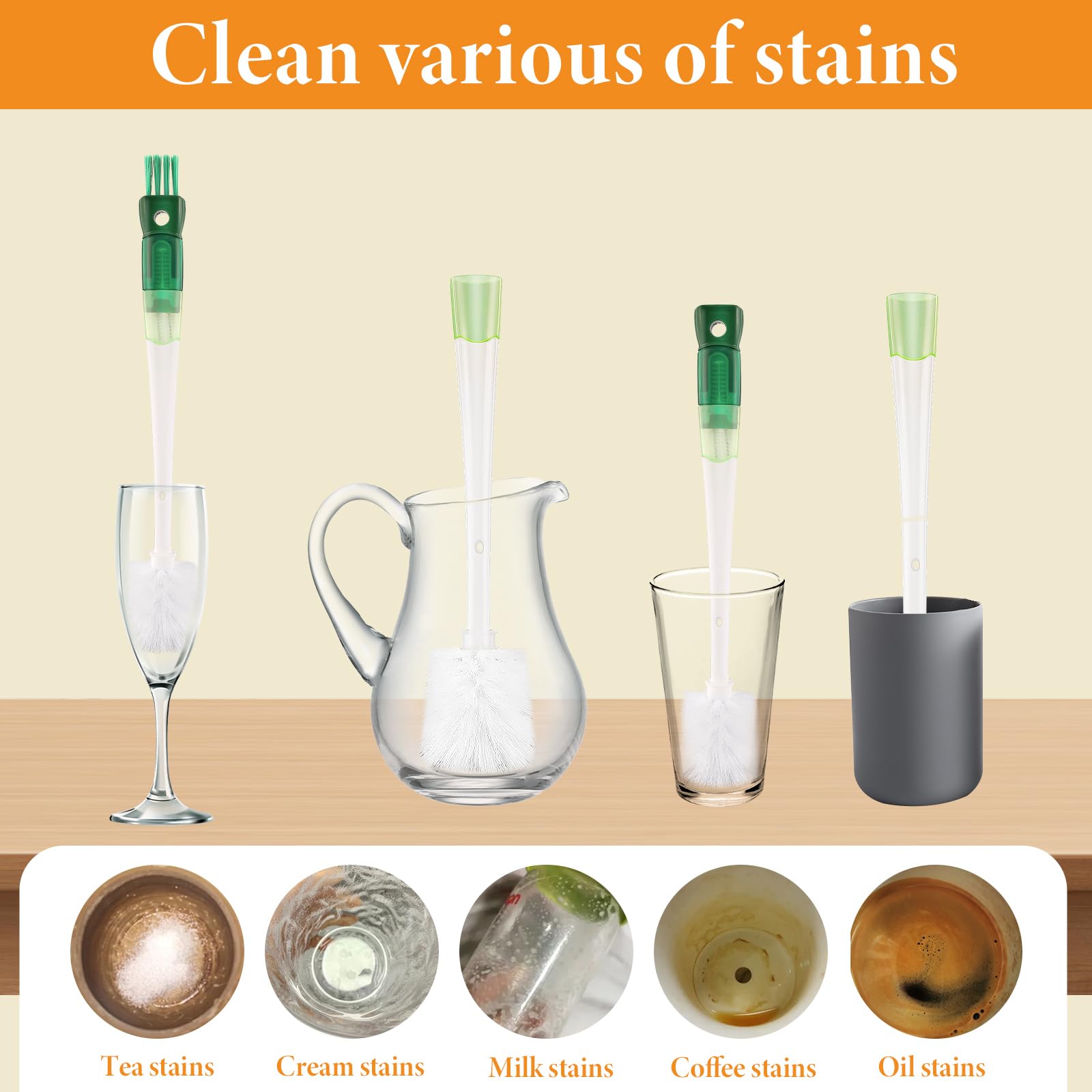 5-in-1 Water Bottle Brush Set - Clean Cups, Lids & Straws for Home & Kitchen Use