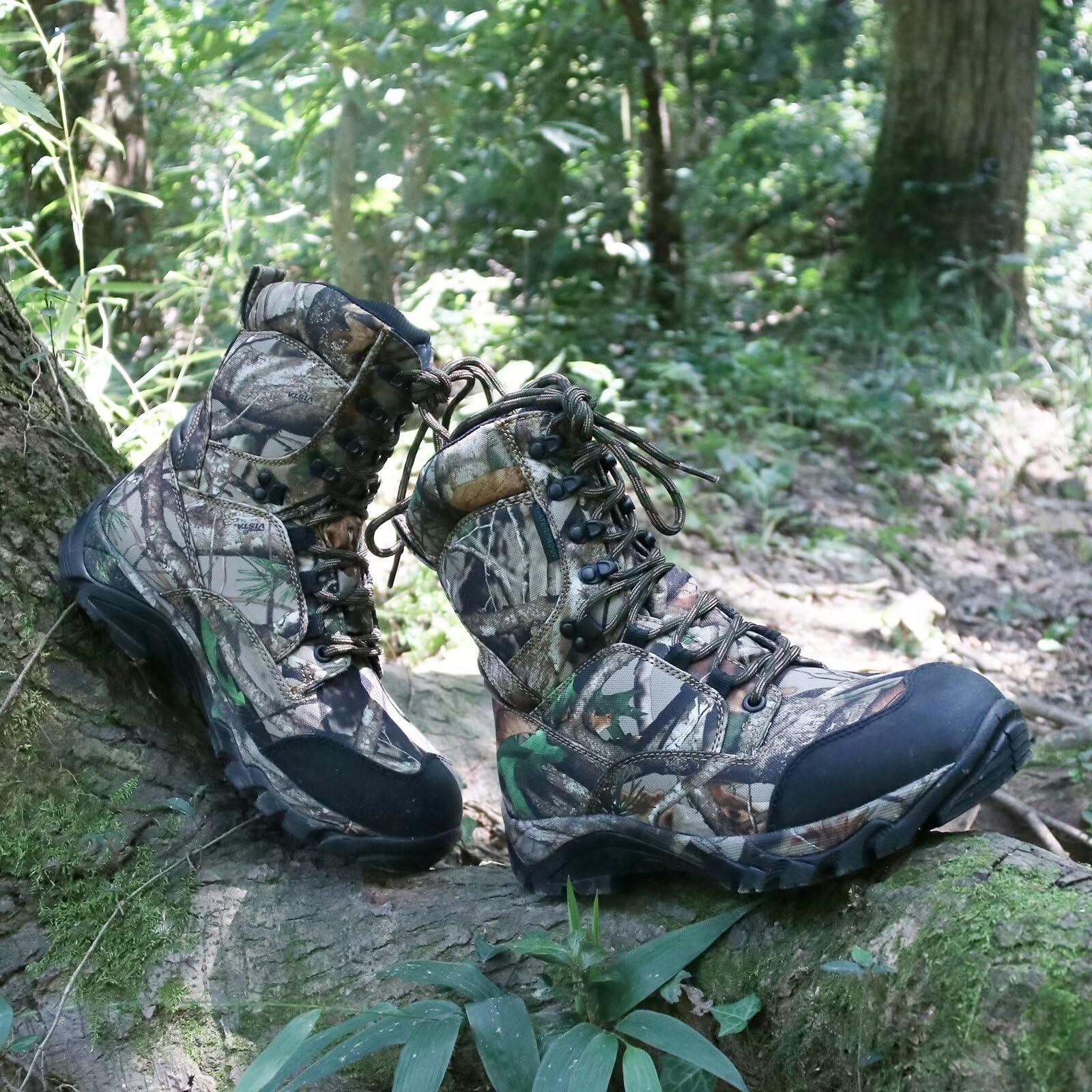 R RUNFUN Men's Waterproof Hunting Boots - 8 Inch Insulated Hiking & Work Boots with 400g Thinsulate, Lightweight Non-Slip Outdoor Shoes for Winter Hunting, Camping & Construction Work