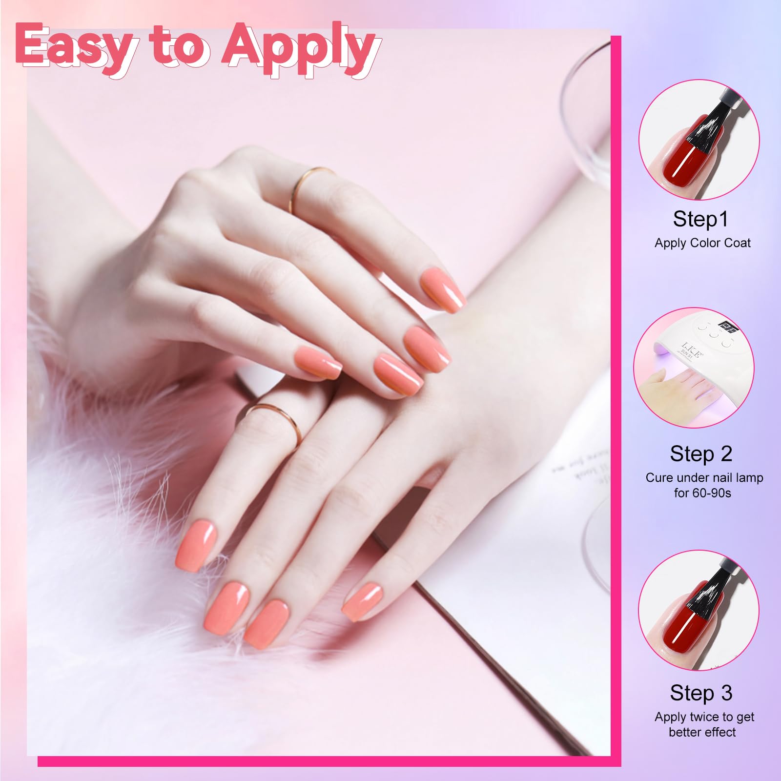 LKE Gel Nail Polish Set - 6 Spring Pastel Colors (Hot Pink, Milky White) | Soak Off UV/LED Gel Polish Kit for DIY & Salon | All Seasons Nail Art Design | Perfect for Home Manicures, Bridal Parties & Gift Giving