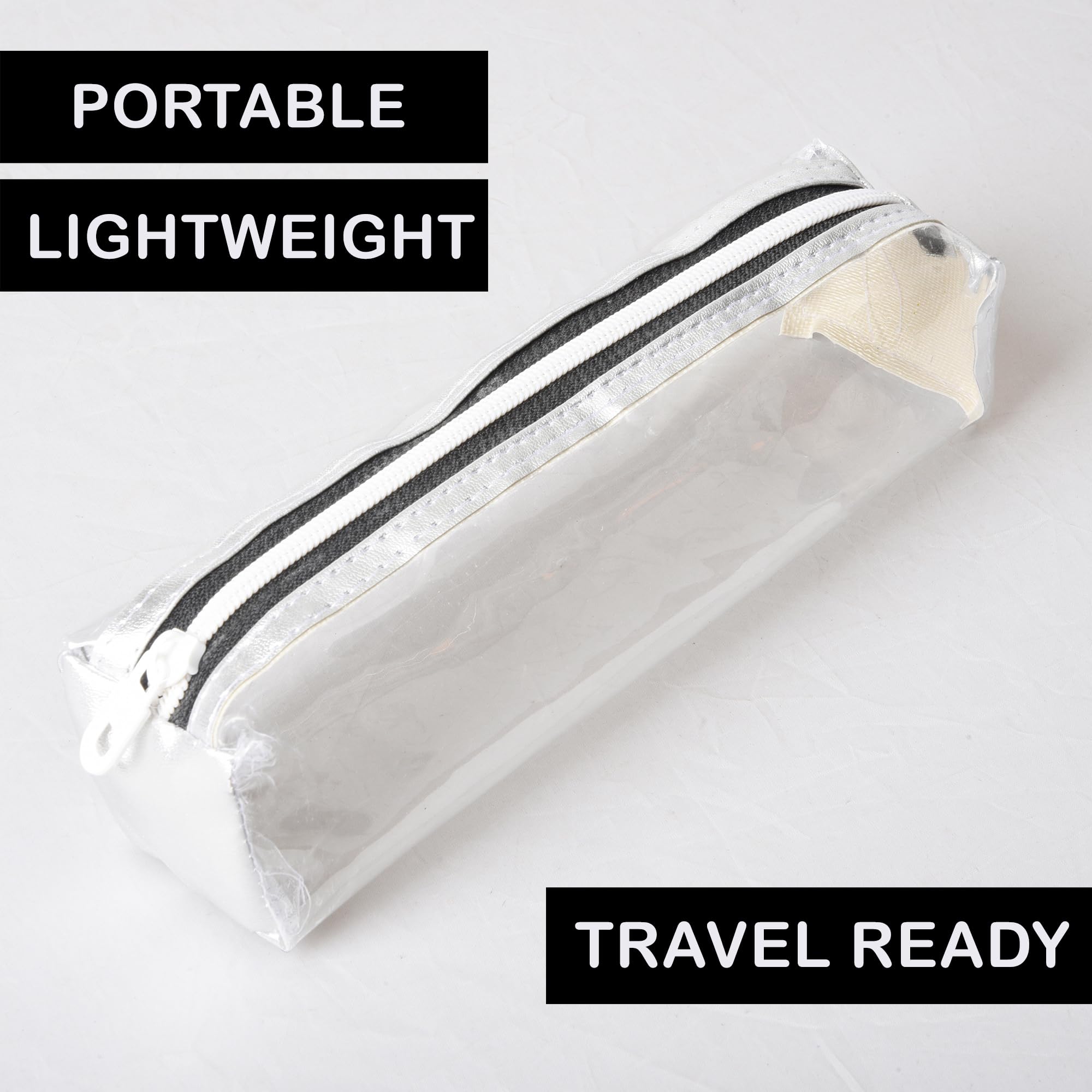 Kuber Industries 3-Pack Clear Travel Storage Pouches | Lightweight Transparent Organizer for Stationery, Makeup & Essentials | Multi-Purpose Waterproof Pouch for Travel, Office, Gym & Daily Use | Silver