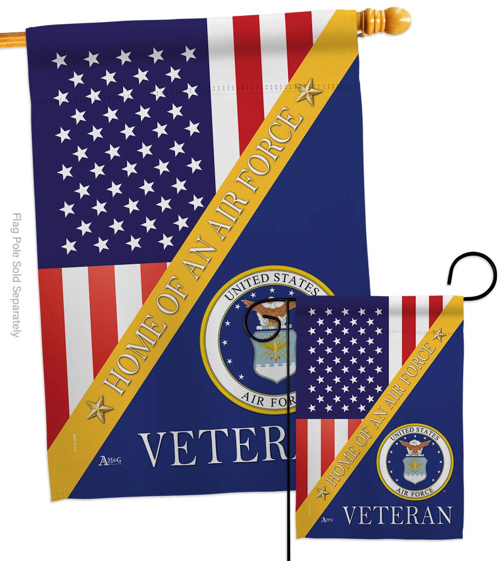 USAF Armed Forces Garden House Flags Set - Double-Sided 28x40 Inch American Military Veteran Yard Banner - Patriotic Home Decor Gift for Veterans, Retirees & Military Supporters - Made in USA - Perfect for Memorial Day, Veterans Day & Front Yard Displays