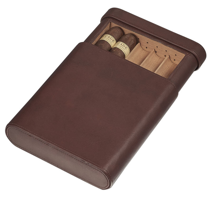 Premium Visol Larsen Leather Cigar Travel Case - 4 Cigar Capacity, Durable & Stylish for Business Trips, Gifts & Outdoor Adventures