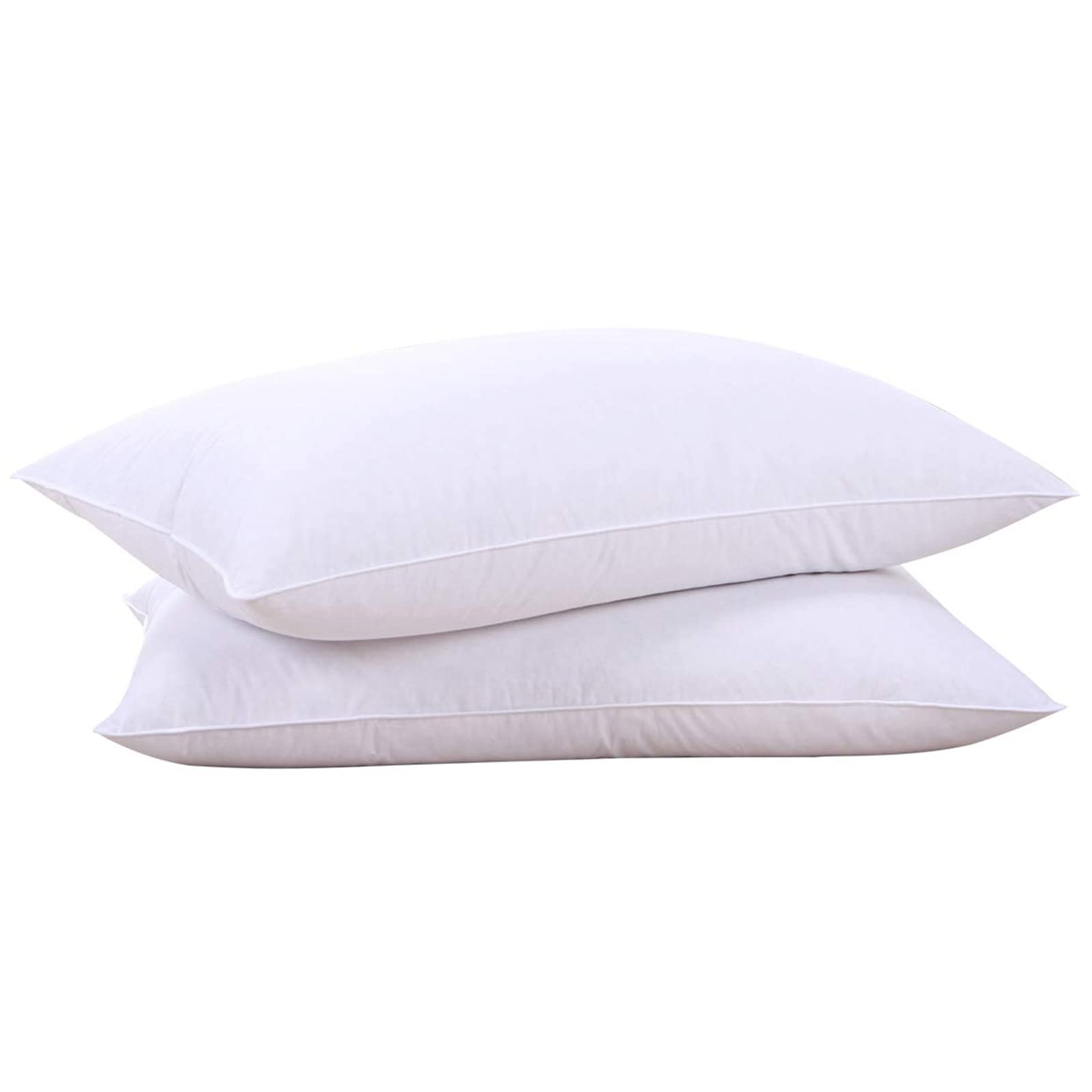 Puredown® 100% Goose Feather & Down Pillows Set of 2 - Queen Size White Pillows with Soft Cotton Cover for Hotel Luxury & Home Comfort - Perfect for Side Sleepers, Back Pain Relief & Bedroom Decor