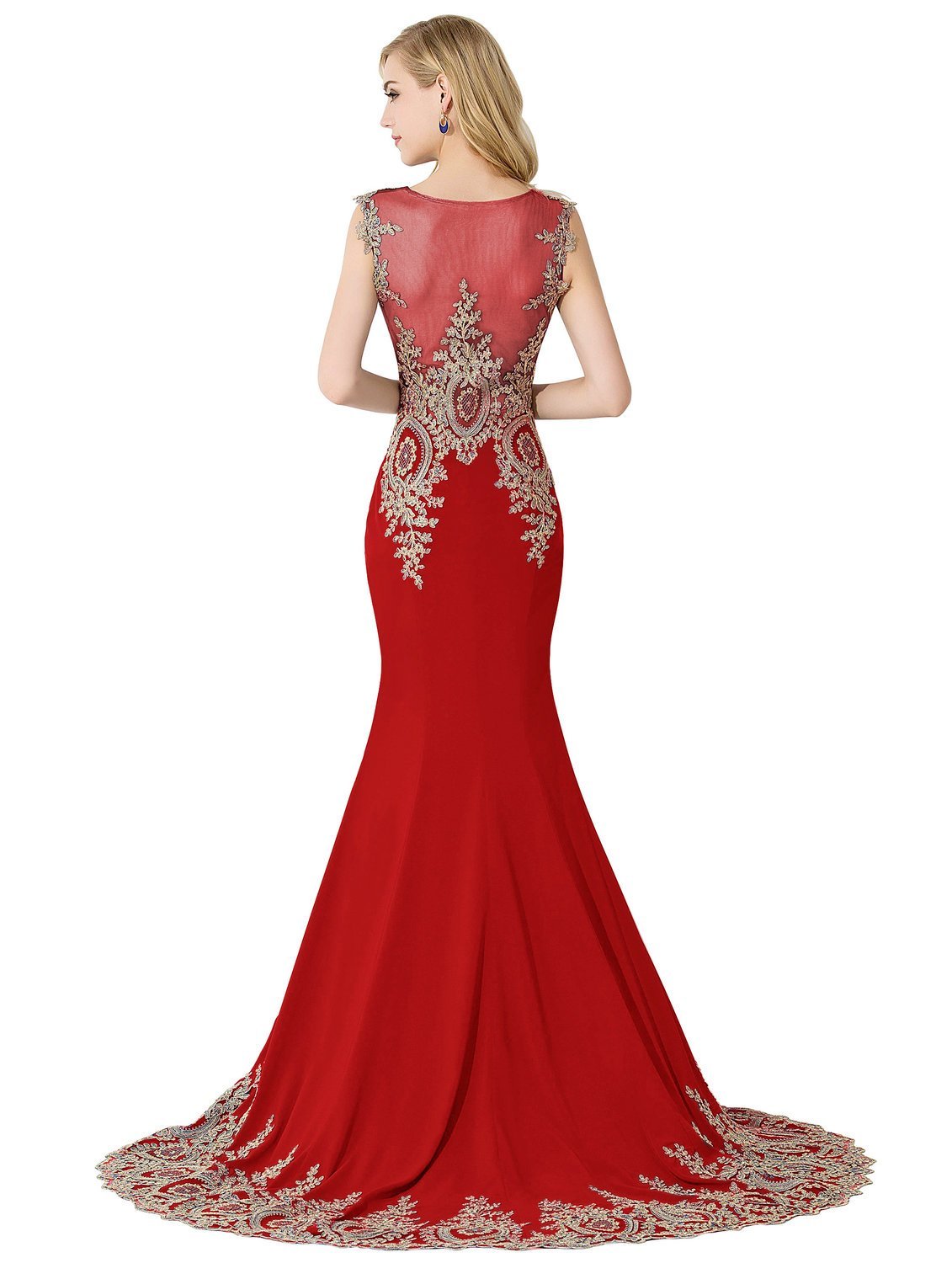 MisShow Women's Elegant Embroidery Lace Mermaid Evening Gown - Formal Prom Dresses for Special Occasions - Perfect for Weddings, Galas and Black Tie Events