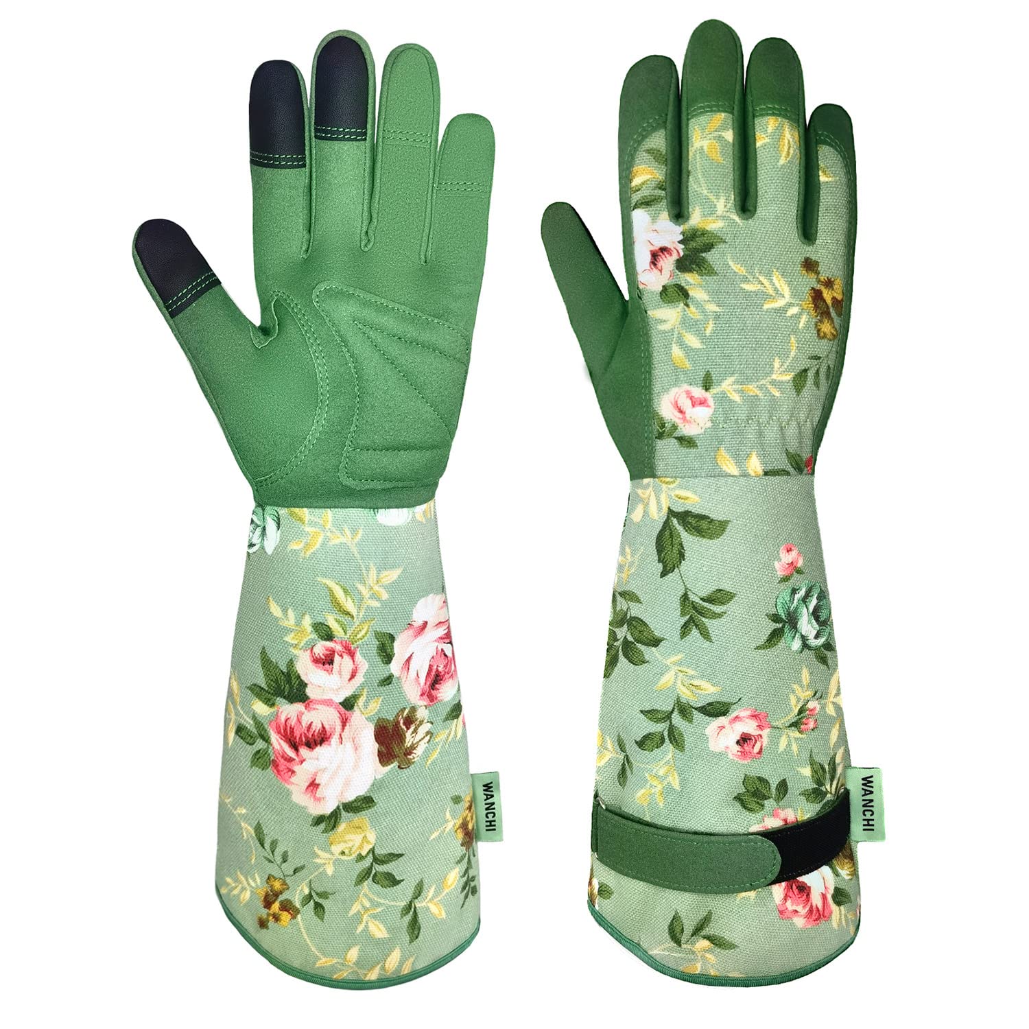 Durable & Comfortable Women's Gardening Gloves - Leather Long Garden Gloves for Yard Work, Planting & Outdoor Activities (Green Print, Medium) - Perfect for Weeding, Pruning & Landscaping