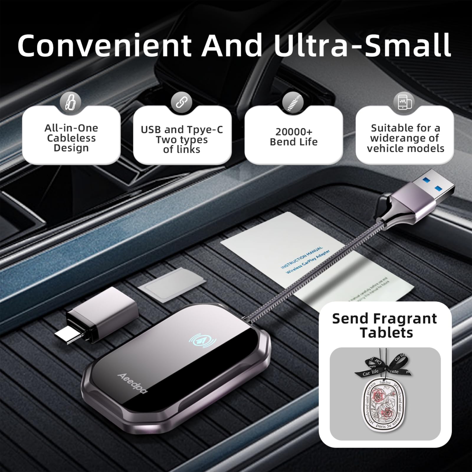 Wireless Android Auto CarPlay Adapter - Plug & Play Bluetooth Dongle for Seamless Touch Connection & Easy Setup | Upgrade Wired to Wireless for Android Phones | Perfect for Commuting, Road Trips & Hands-Free Driving