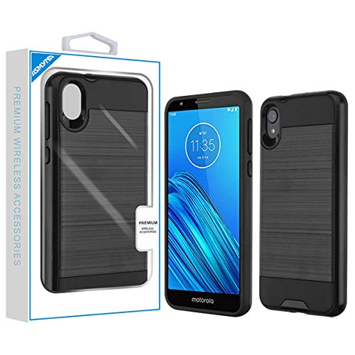 Asmyna Brushed Hybrid Case for Motorola Moto E6 - Black | Slim Protection for Daily Use