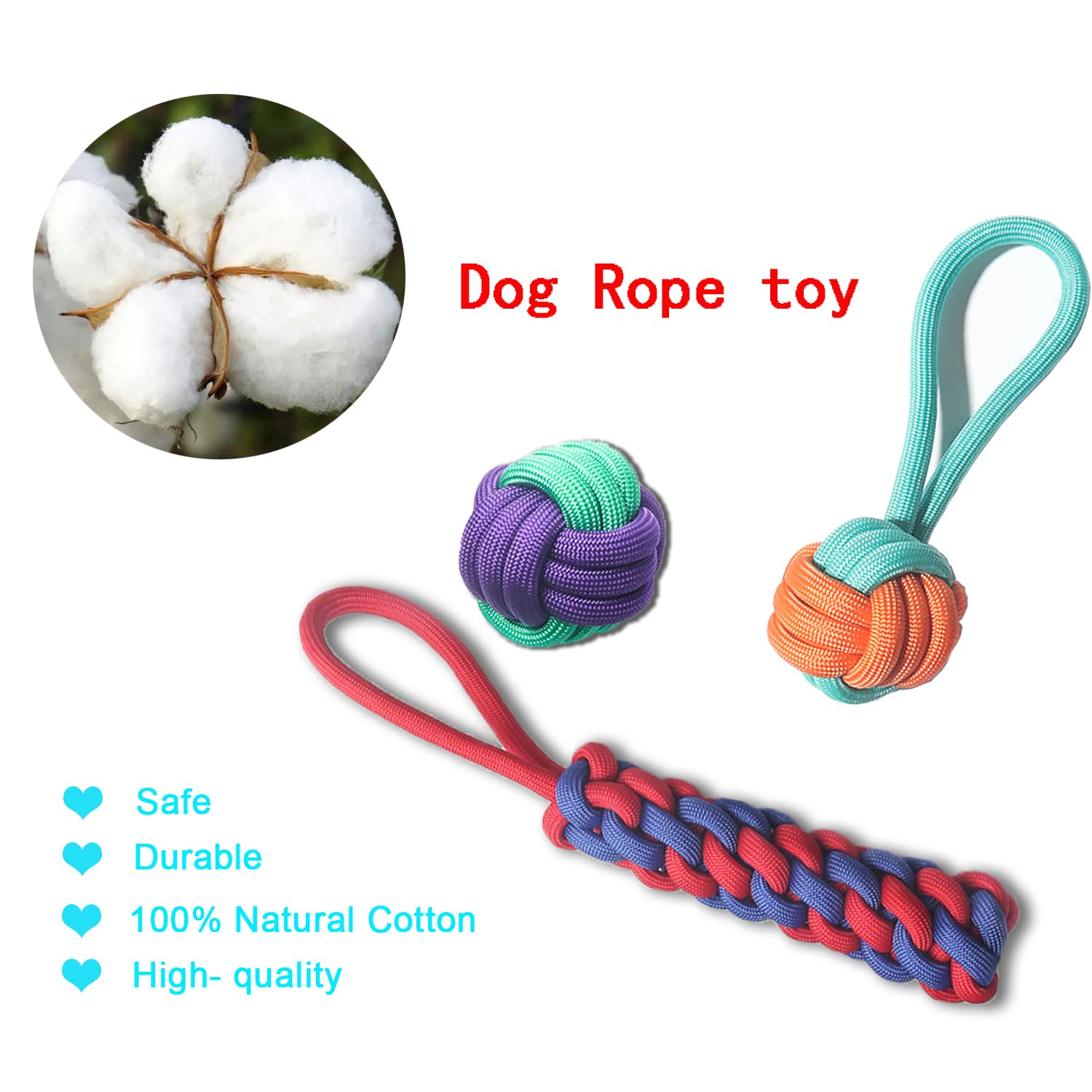 **Natural Cotton Rope Chew Toys for Teething Puppies – Durable & Squeaky Dog Toys for Small & Medium Breeds – Perfect for Playtime, Training & Dental Health**