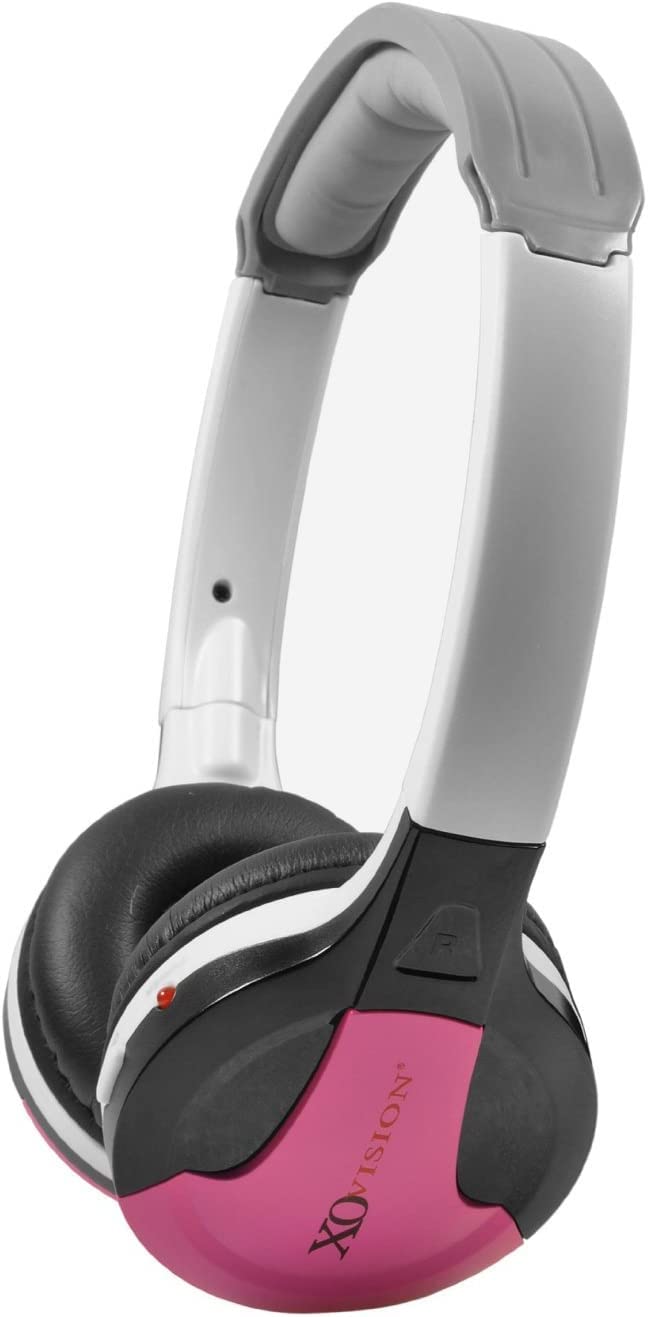 XO Vision IR630P Universal IR Wireless Foldable Headphones - Pink Bluetooth Headphones for iPhone, Android, Car & Kids | Lightweight Portable Design | Perfect for Travel, Commuting & Car Entertainment Systems