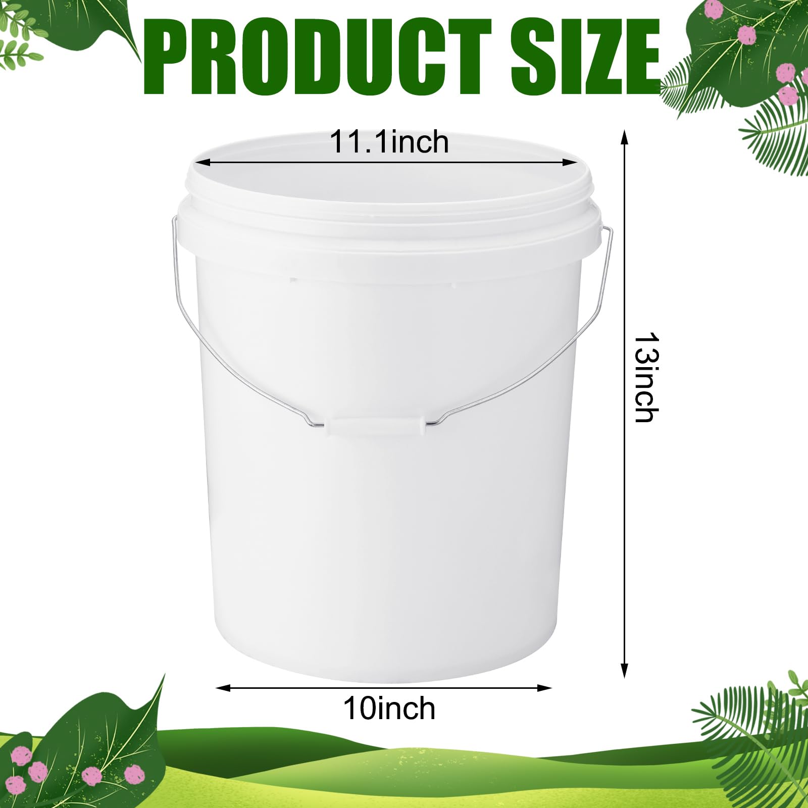 Gerrii 10-Pack 3.5 Gallon White Plastic Buckets with Handle & Lid - Food Storage Containers, Multipurpose Pails for Paint, Water, Art Crafts, Garage Organization - Ideal for Home, Kitchen, DIY Projects & Bulk Storage (White)