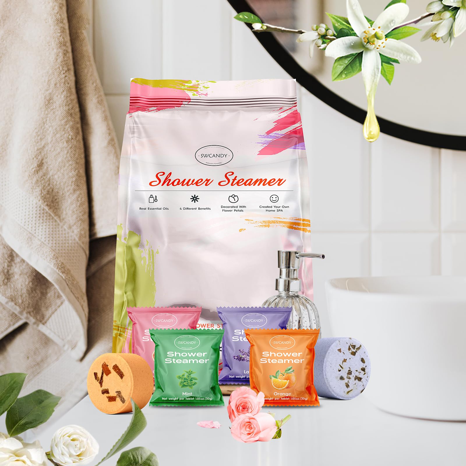 18 Pack Aromatherapy Shower Steamers with Essential Oils - Relaxing Bath Bombs for Women, Self Care Gifts for Mom, Birthday & Stocking Stuffers | Perfect for Stress Relief & Spa Nights at Home
