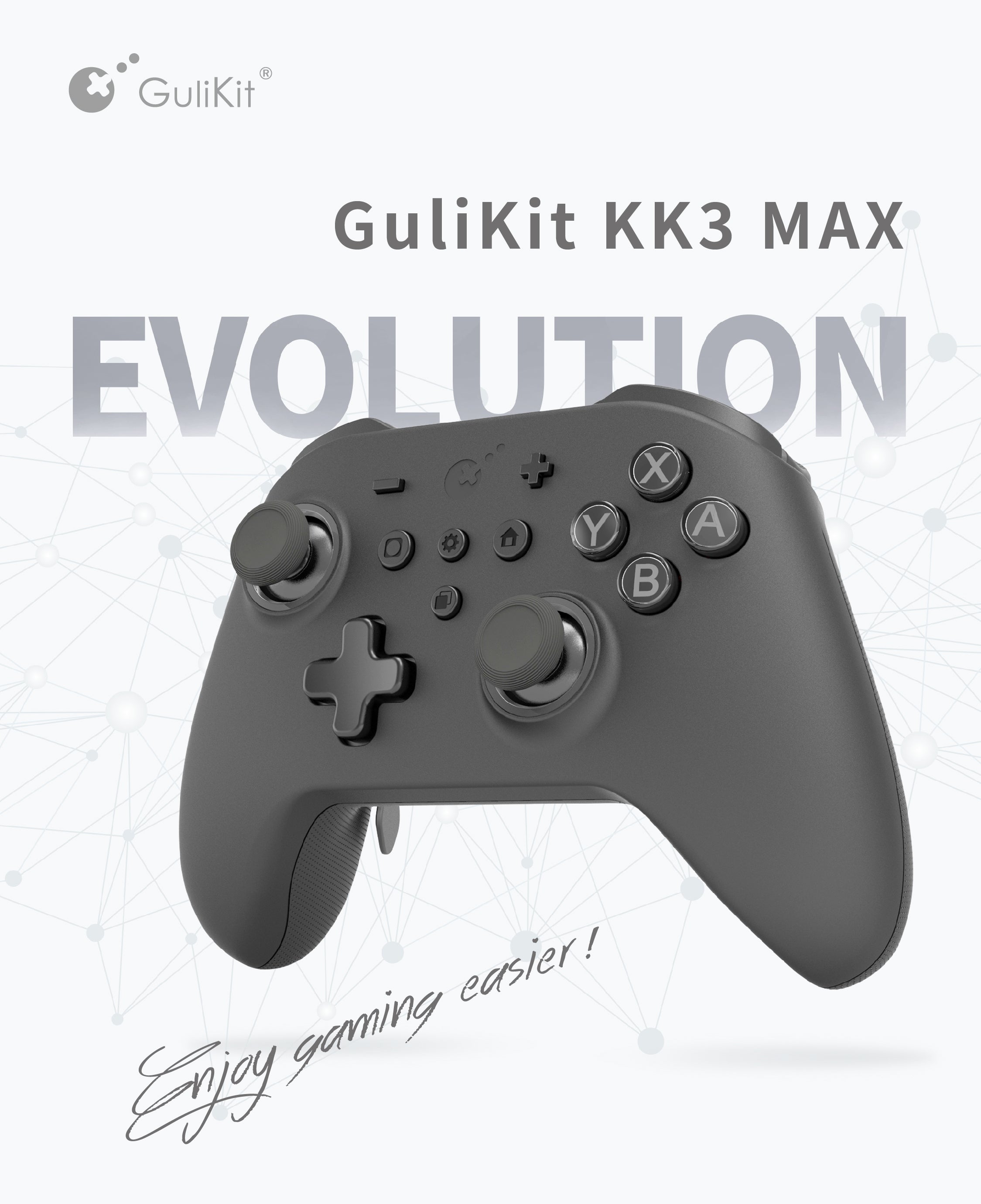 GuliKit KK 3 Max Wireless Bluetooth Game Controller for Nintendo Switch, PC, Android, Mac OS, iOS - Ergonomic Design with Hall Effect Joystick (Black) - Perfect for Gaming, Streaming & Multi-Platform Play