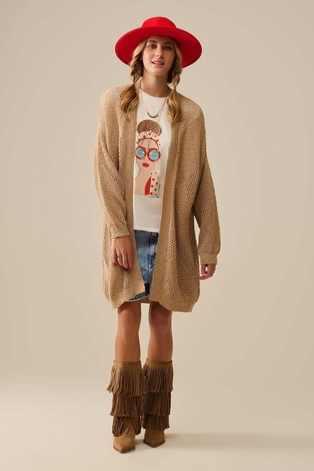 Elegant Camel Crochet Pattern Draped Cardigan - Perfect for Fall Layering, Cozy Evenings & Boho Chic Outfits