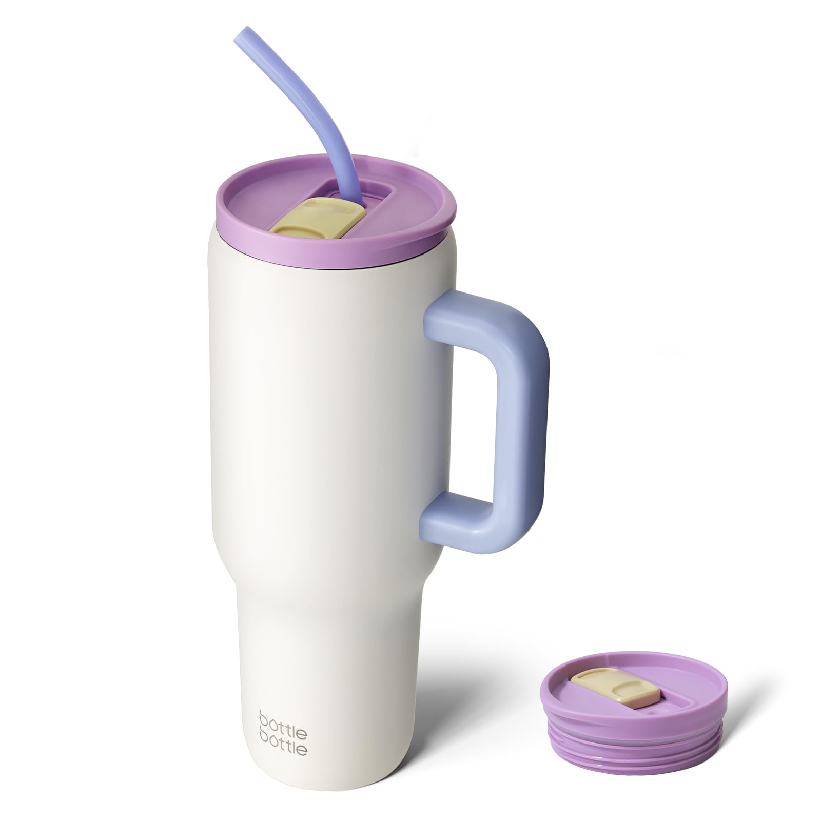 40 oz Stainless Steel Vacuum Insulated Tumbler with Handle & Straw - Leakproof Travel Mug for Coffee, Tea, Water - Perfect for Office, Gym, Camping & Outdoor Activities - Great Gift Idea for Birthdays & Holidays