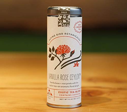 Vanilla Rose Ceylon Tea - 6 Tea Bags in Tin - Premium Exotic Blend for Relaxation & Afternoon Tea