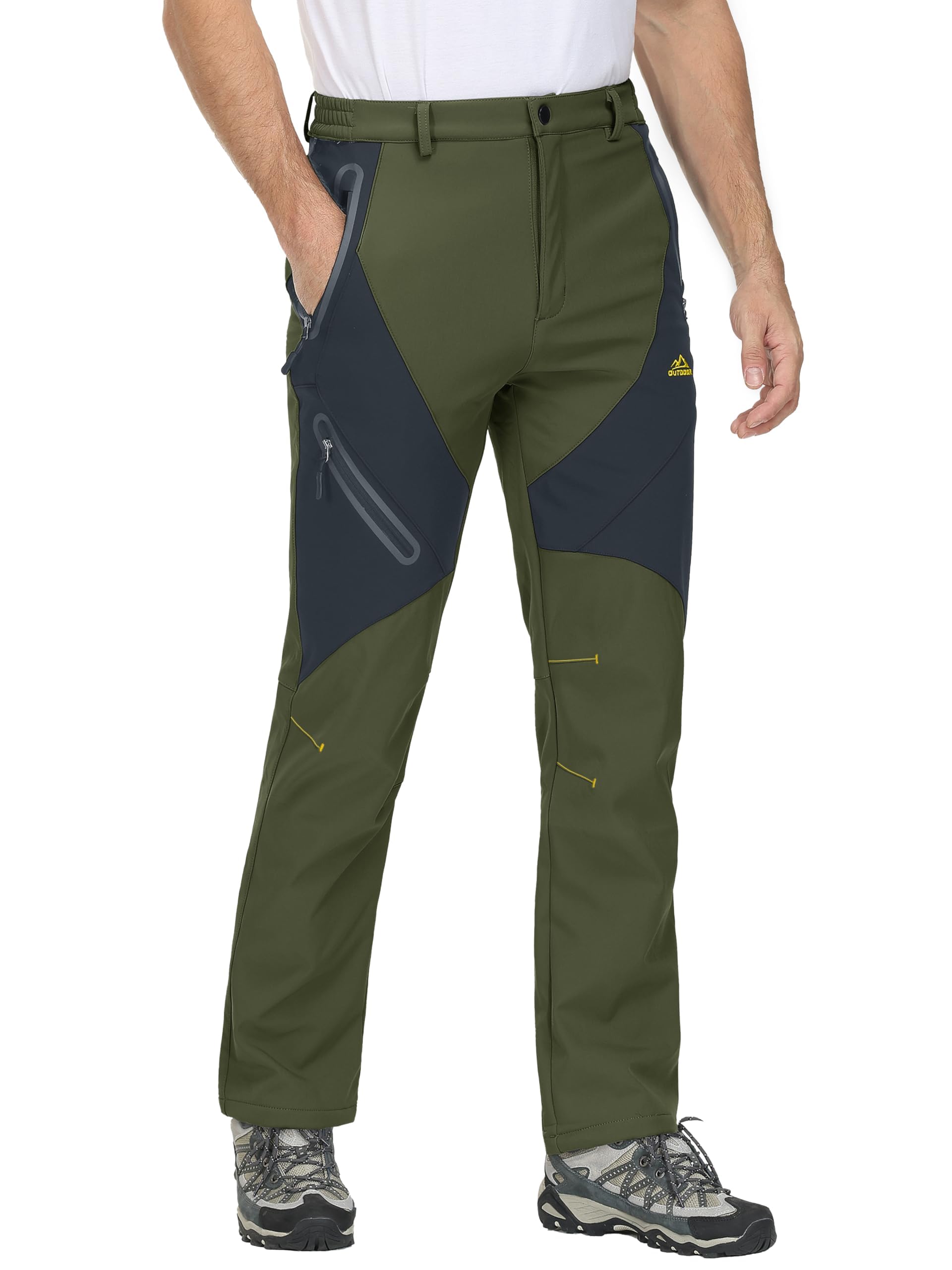 MAGCOMSEN Men's Winter Snow Pants - Fleece Lined Water Resistant Ski Pants with 4 Zip Pockets for Outdoor Activities, Hiking & Cold Weather Protection
