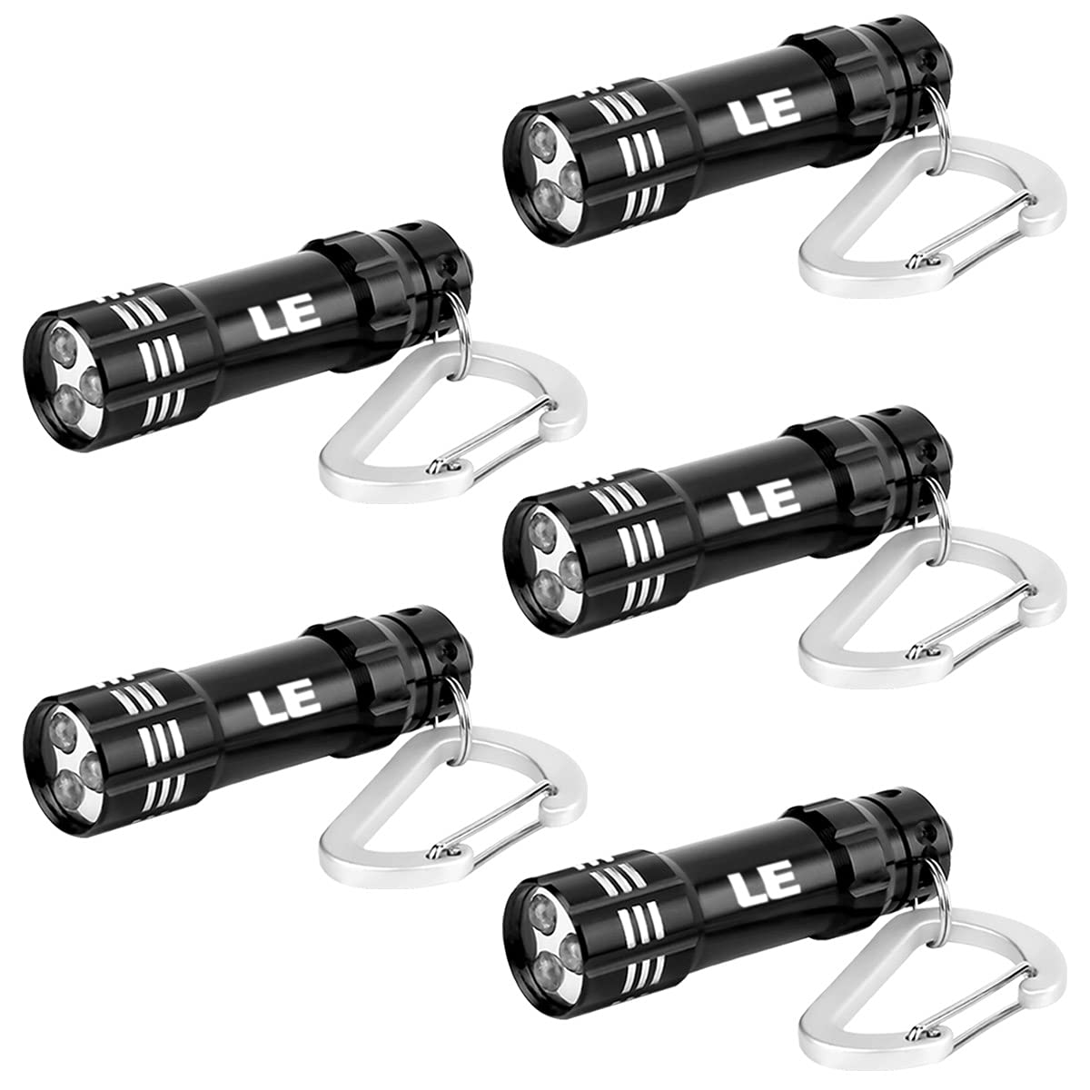 LE Keychain LED Flashlight - Ultra Bright Mini Torch Light with Batteries Included (5 Pack, Black) - Perfect for Camping, Hiking, Emergency Kits & Everyday Carry