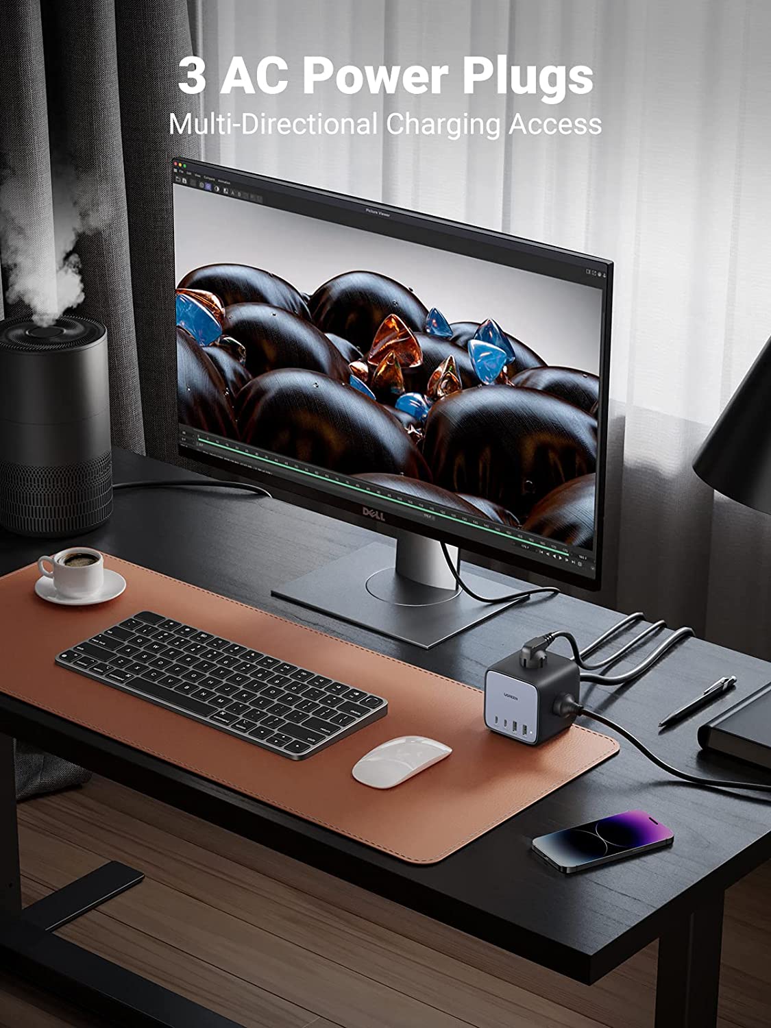 UGREEN 65W USB C GaN Fast Charging Station with 7 Ports - Compact Desktop Charger for iPhone, MacBook, Samsung - Perfect for Home, Office & Travel Charging Multiple Devices