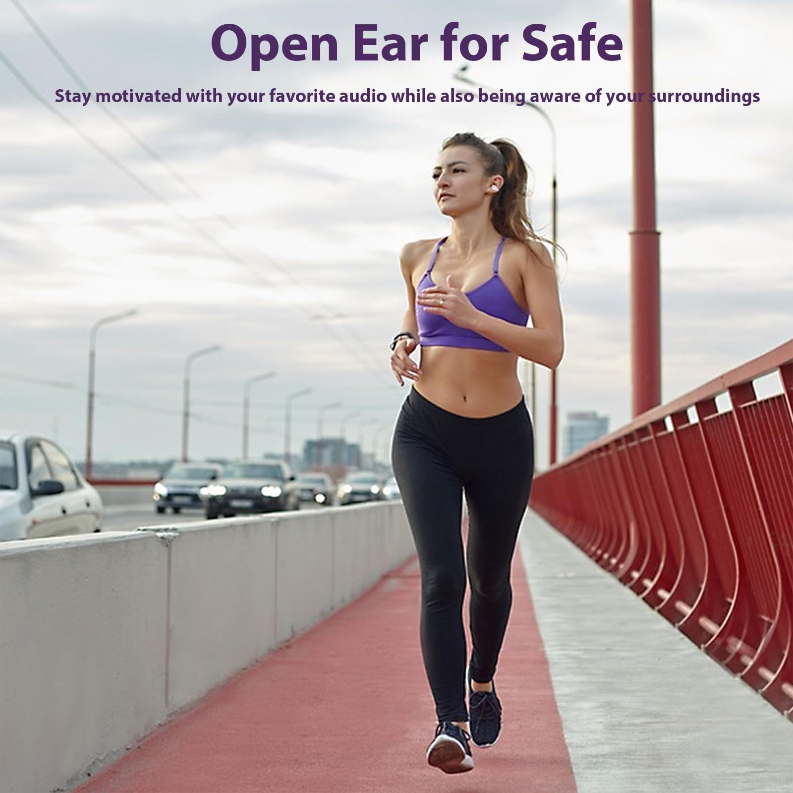 Wireless Bone Conduction Headphones - Open Ear Bluetooth Earbuds for Sports & Running, Sweatproof Clip-On Headphones with Secure Fit - Perfect for Gym, Cycling & Outdoor Activities
