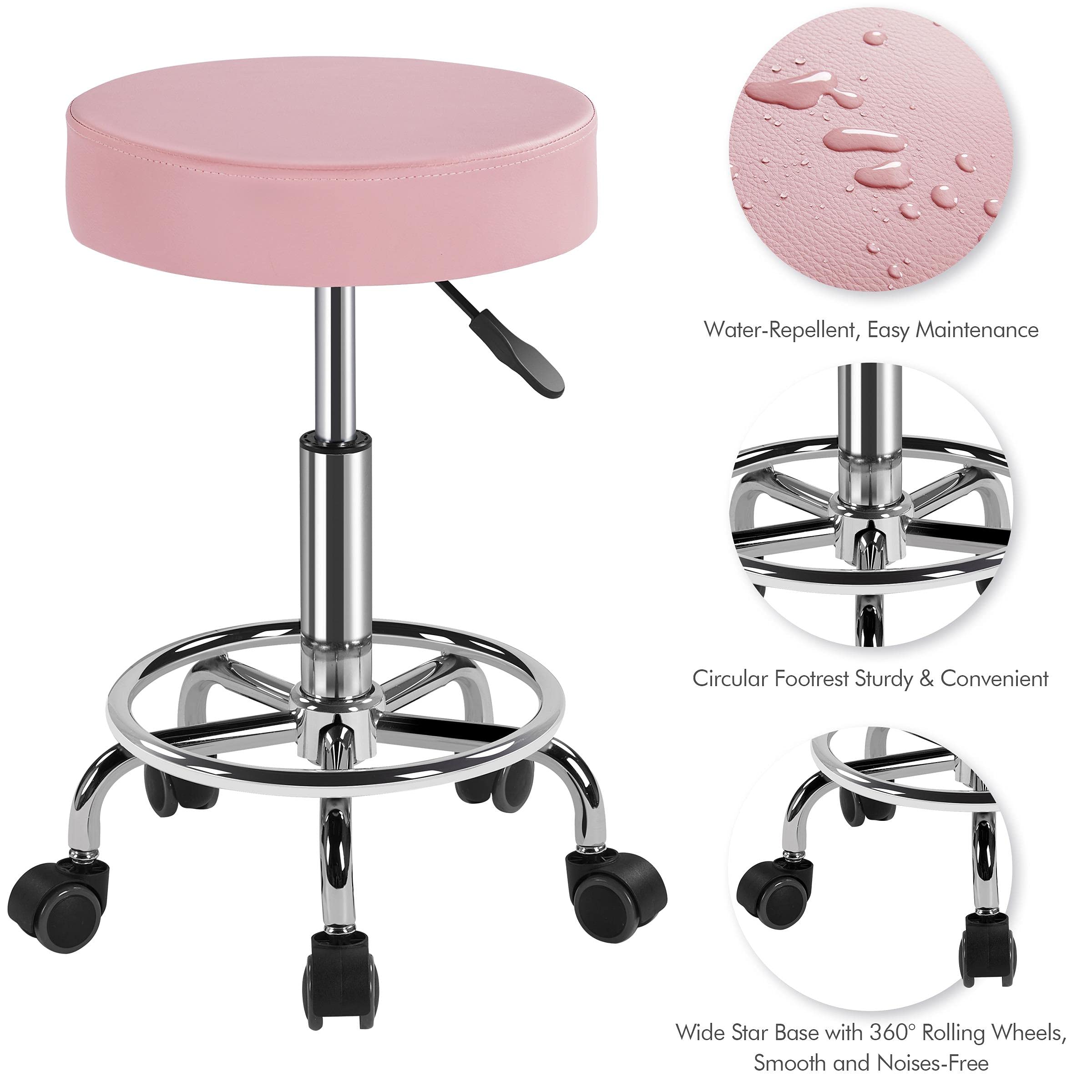 Yaheetech 2-Section Adjustable Massage Bed - Foldable Spa Table with Swivel Stool for Salon & Massage Therapy - Pink - Perfect for Home Spa, Professional Massage Clinics and Beauty Salons