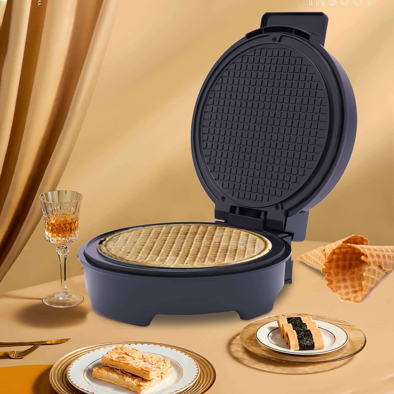 Best Belgian Waffle Maker with Cone - Non-Stick Electric Waffle Iron for Homemade Waffles, Pancakes & Ice Cream Cones - Perfect for Breakfast, Desserts & Party Snacks