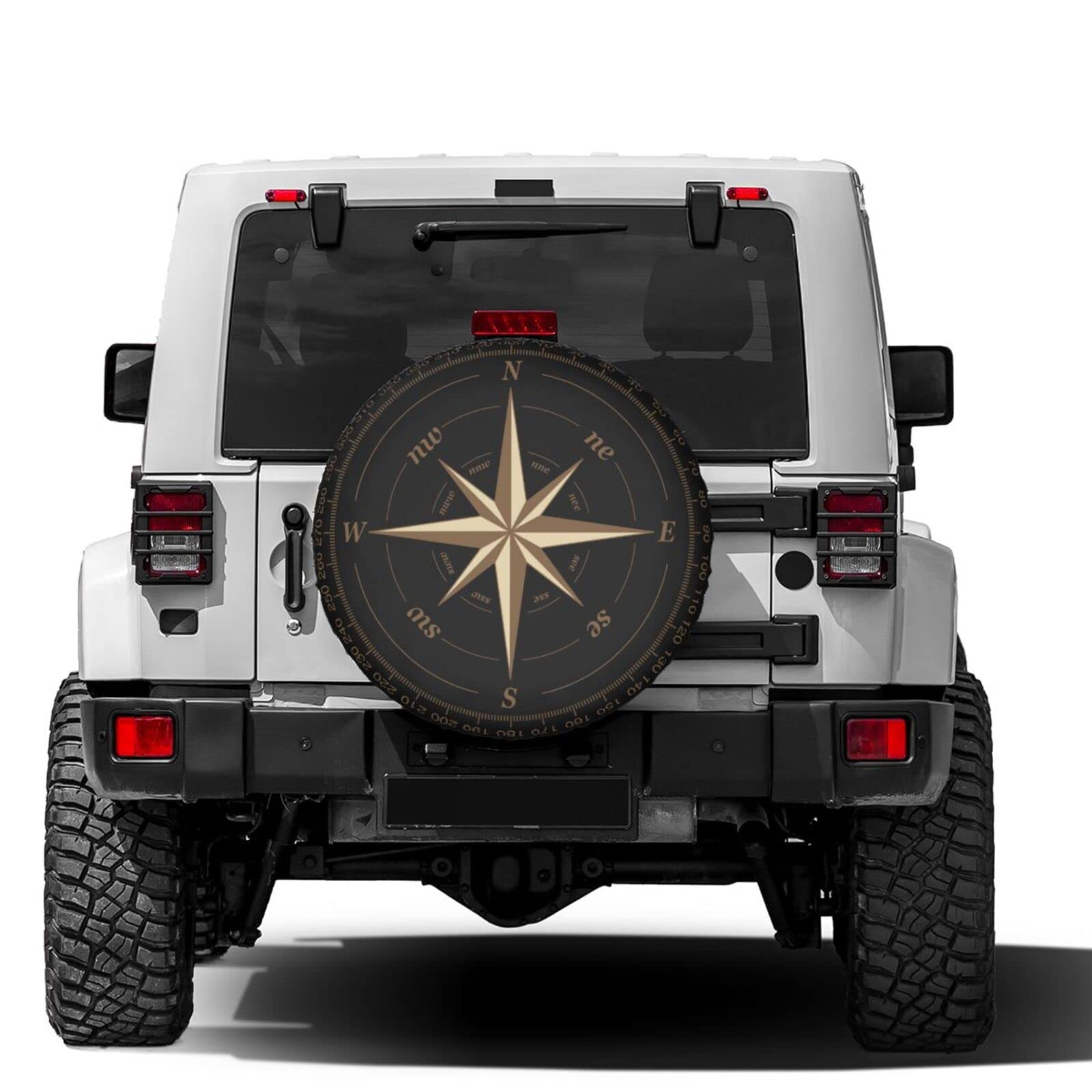 Compass Rose Black Spare Tire Cover - 17 Inch Dust-Proof Wheel Protector for Trailers, RVs, SUVs & Most Vehicles | Perfect for Off-Road Adventures & Long-Distance Travel