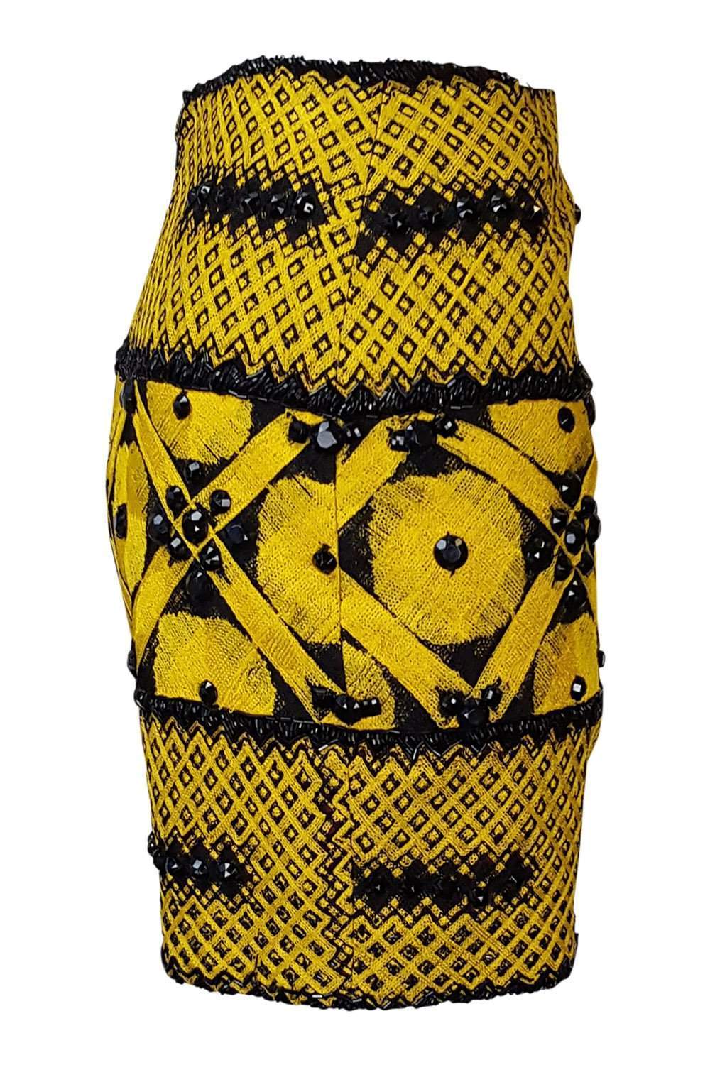 ARMANDO MAFUD Mexican Designer Yellow Cotton Blend Mini Skirt for Women - Size S | Summer Casual Skirt for Beach, Party & Vacation Outfits