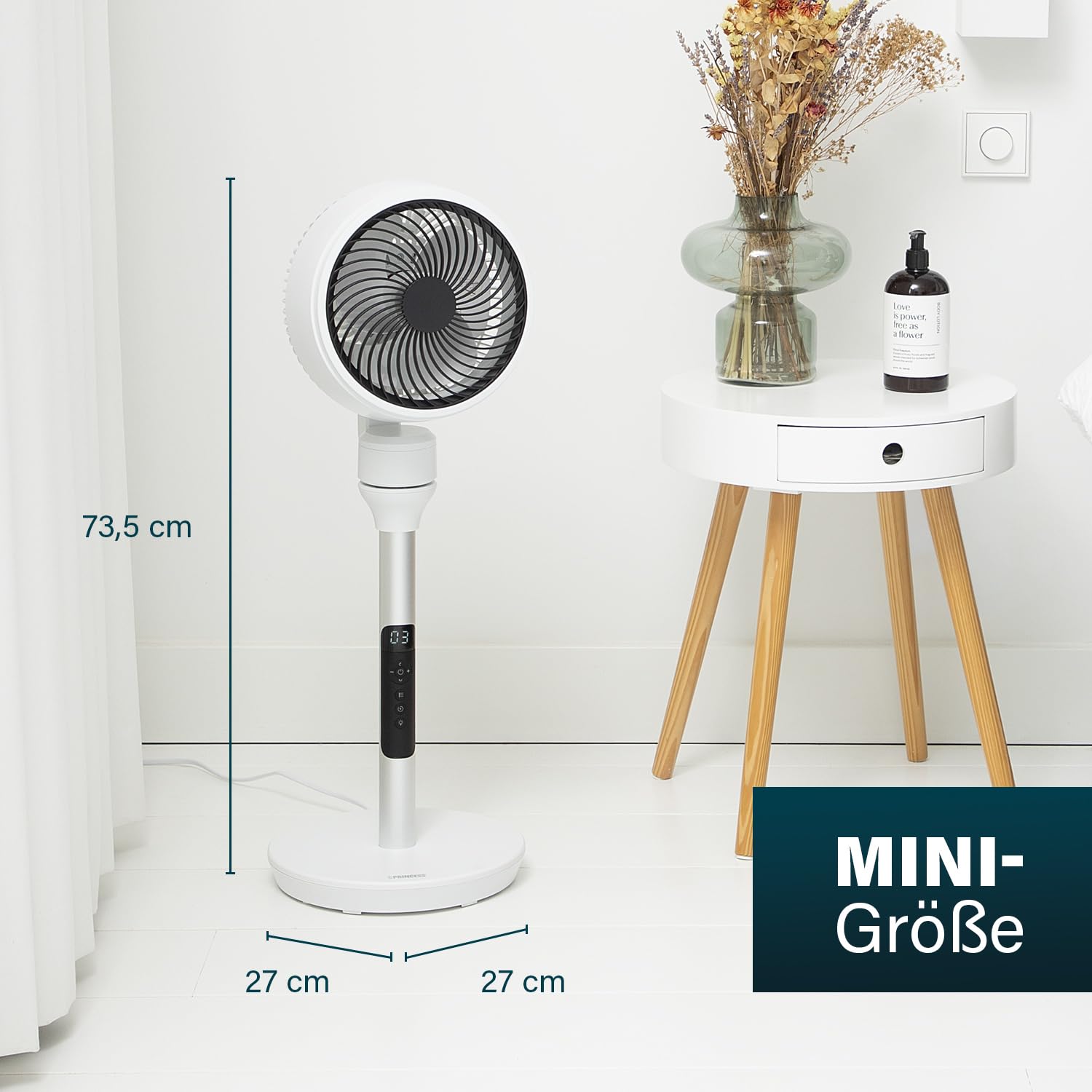 Princess Ventilator - Ultra Quiet 3D Oscillation Tower Fan with Remote, 12 Speeds & 4 Modes - Perfect for Bedroom & Office Air Circulation - Energy Efficient Cooling with Timer Function