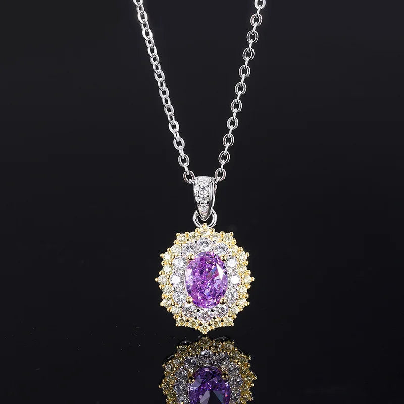 Stunning Diamond Purple Jewelry Set for Women - Elegant Necklace & Earrings Set | Perfect for Weddings, Parties & Special Occasions