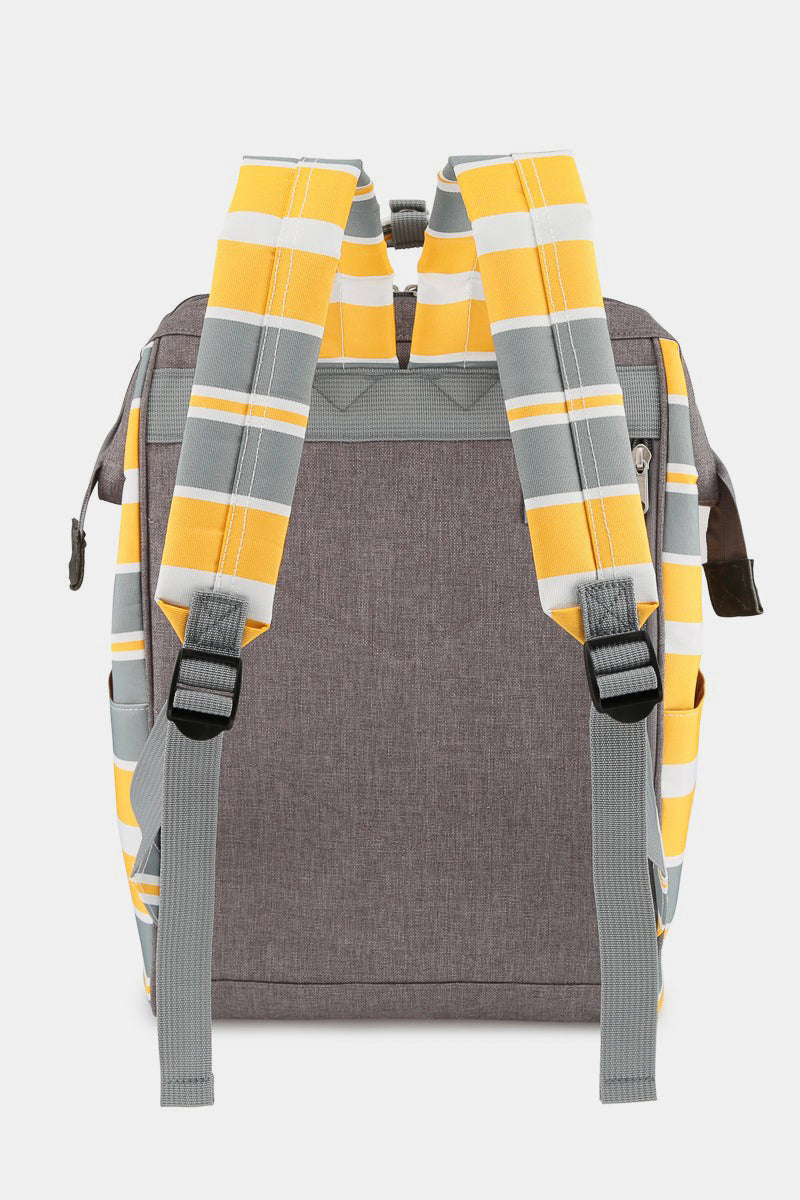 Waterproof Nylon Striped Backpack with Side Pockets - Lightweight Travel Bag for Hiking, School & Daily Commute
