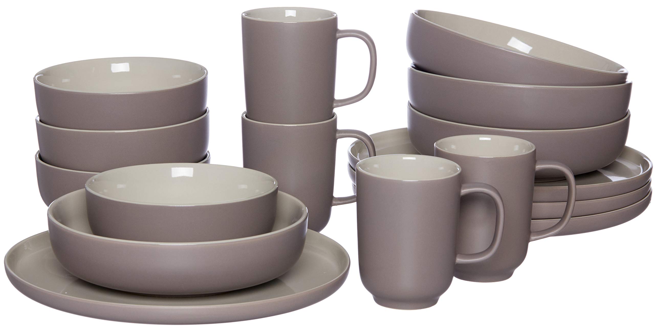 Ritzenhoff & Breker Jasper 16-Piece Stoneware Dinner Set - Taupe Plates, Bowls & Cups for 4 People | Elegant Tableware for Family Dinners, Entertaining & Everyday Use