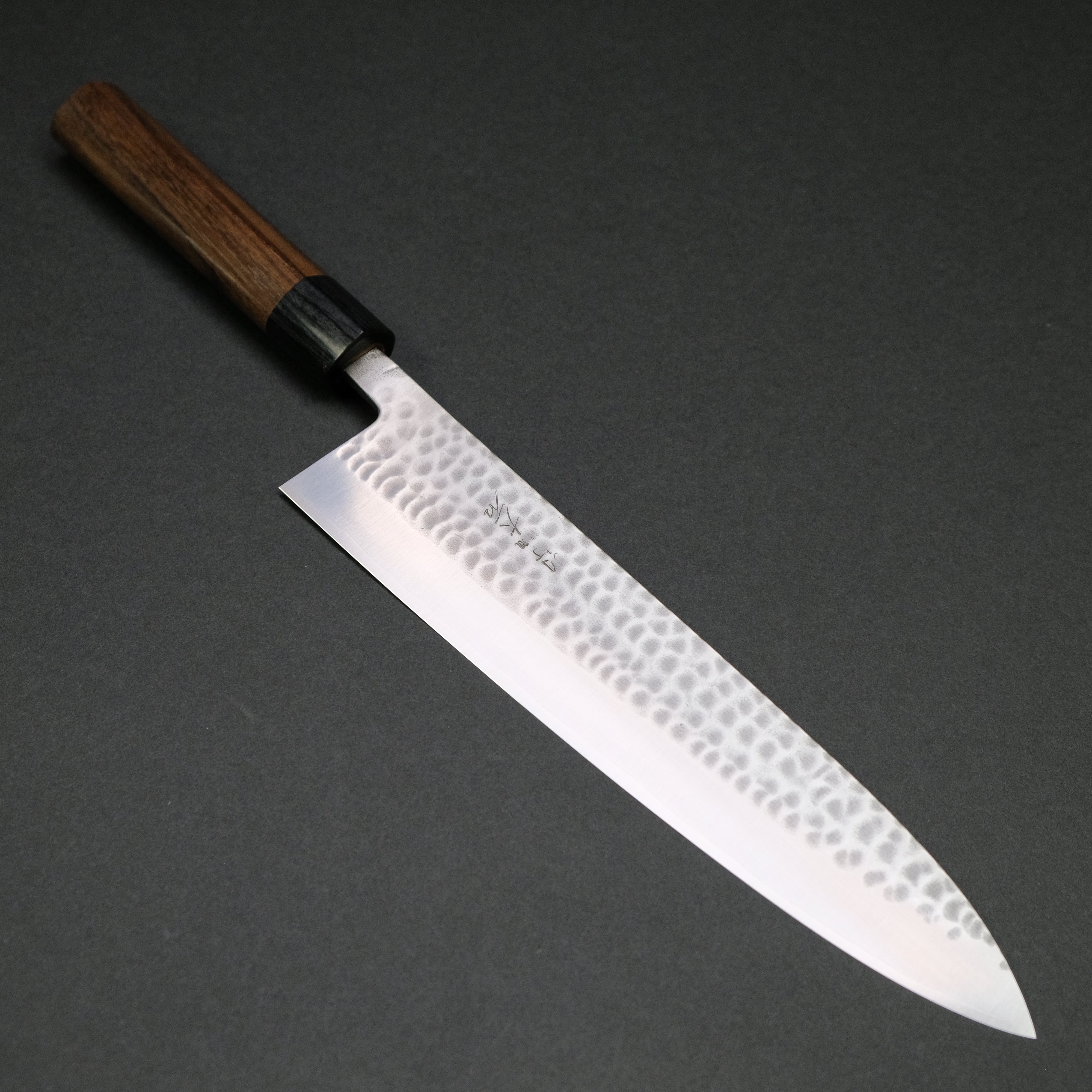 Ohishi SLD Tsuchime Gyuto 240mm Japanese Chef Knife - High Carbon Steel Blade with Rosewood Handle - Perfect for Sushi, Meat Cutting & Professional Kitchen Use