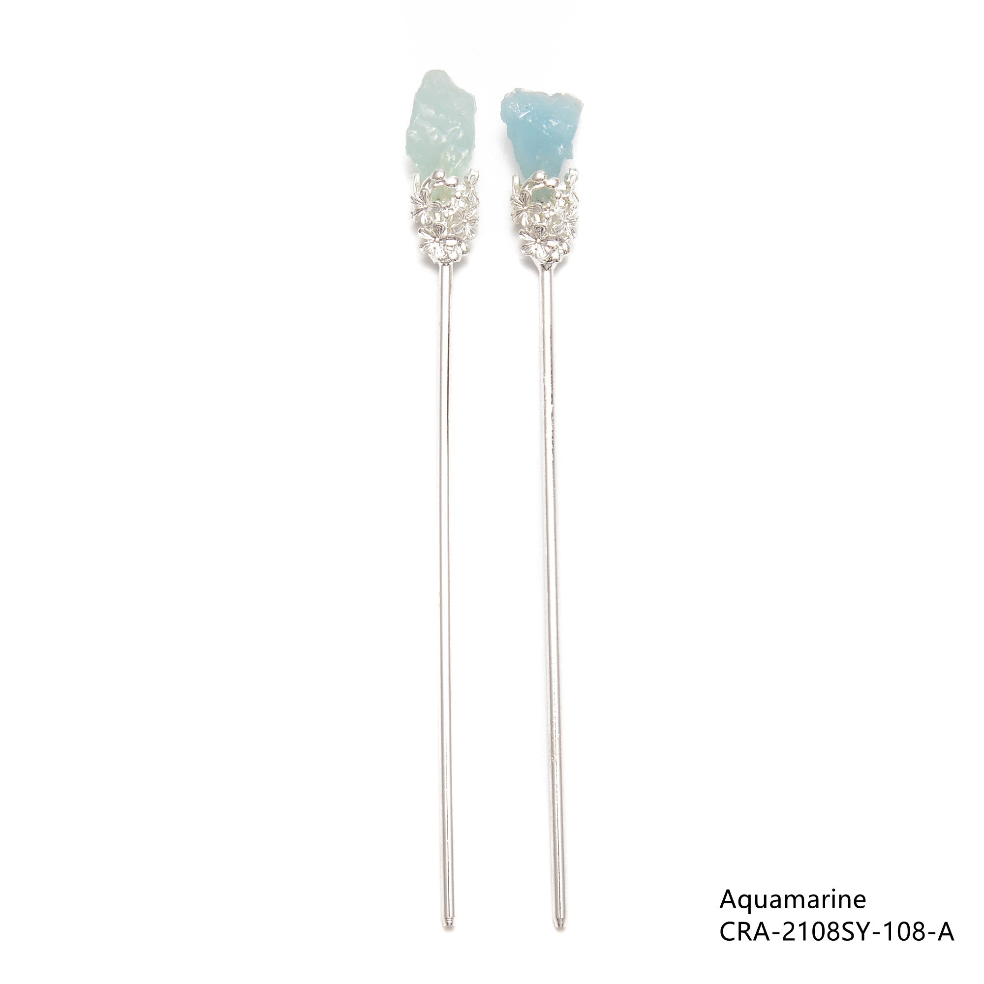 Elegant Copper Electroplated Silver Gemstone Hairpin - 160mm Vintage Hair Clip for Women | Perfect for Weddings, Parties & Special Occasions