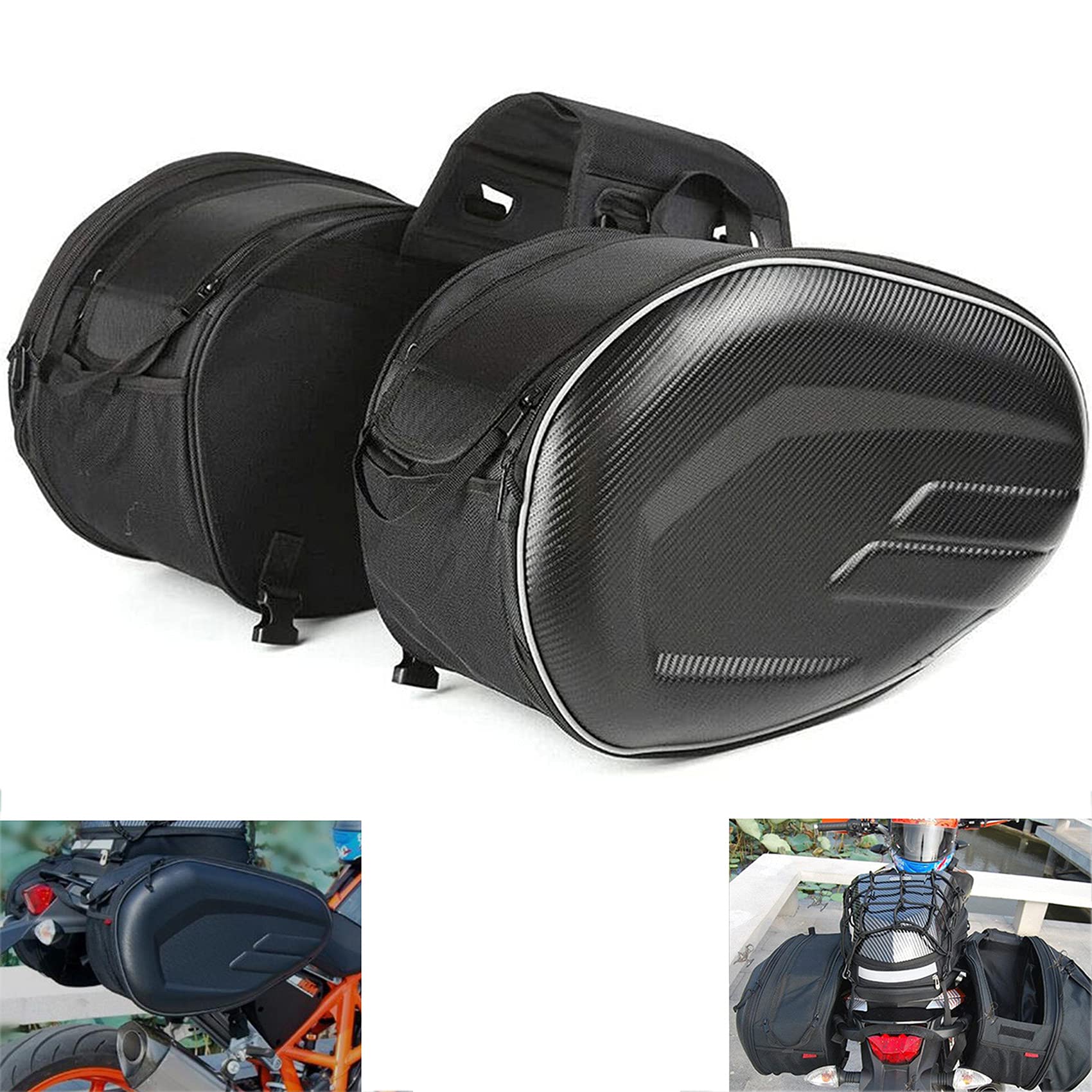 **Waterproof Motorcycle Saddle Bags & Helmet Storage - Durable Powersports Luggage for Full Face Helmets & Pillion Seat - Ideal for Long Rides, Commuting & Adventure Travel**