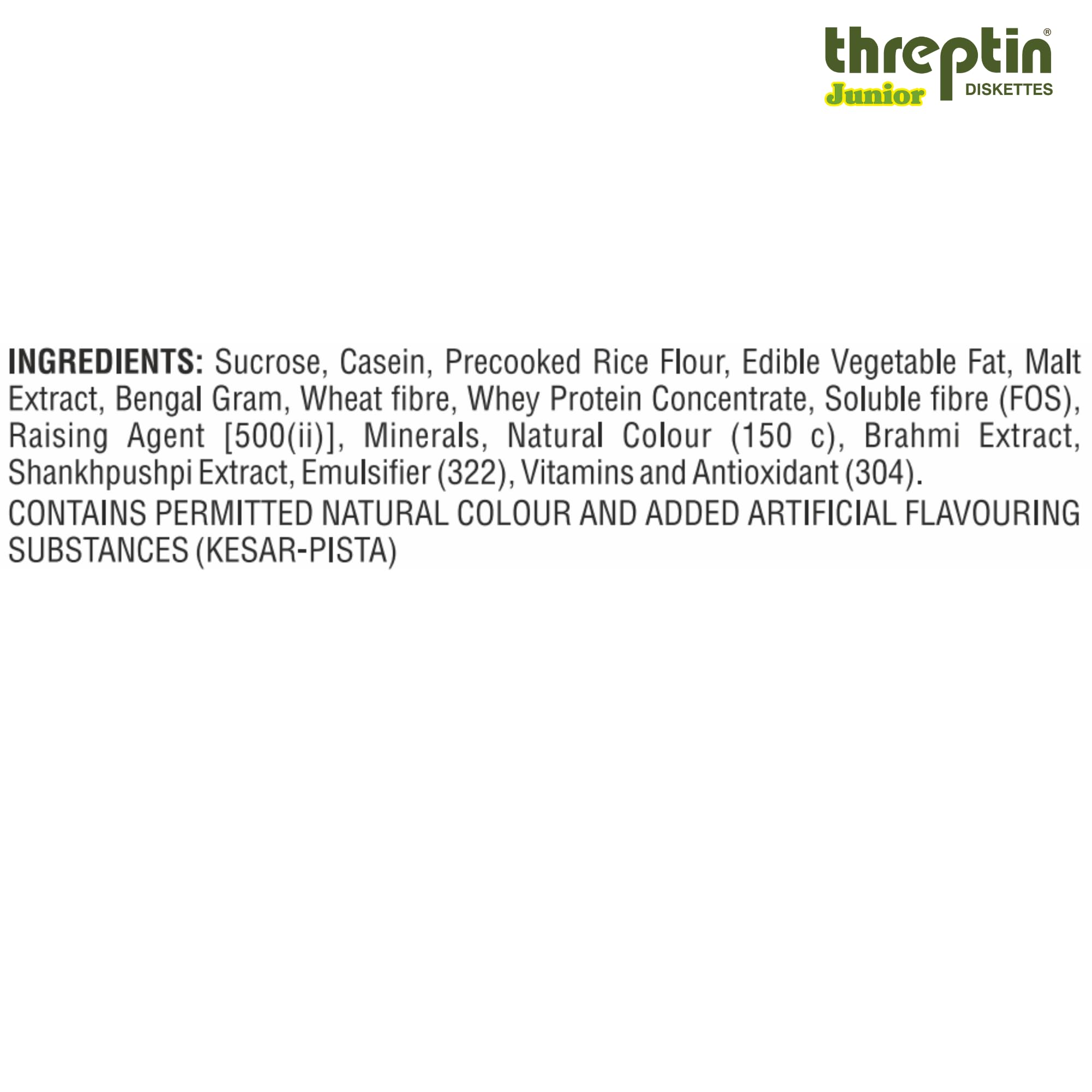 THREPTIN Junior-Protein Diskettes - Healthy Protein Snacks for Kids, 250g | Casein Protein with Calcium, Vitamins, Minerals, Shankhpushpi & Brahmi | No Maida, 100% Vegetarian | Perfect for School Lunch, After-School Snacks & Travel Nutrition