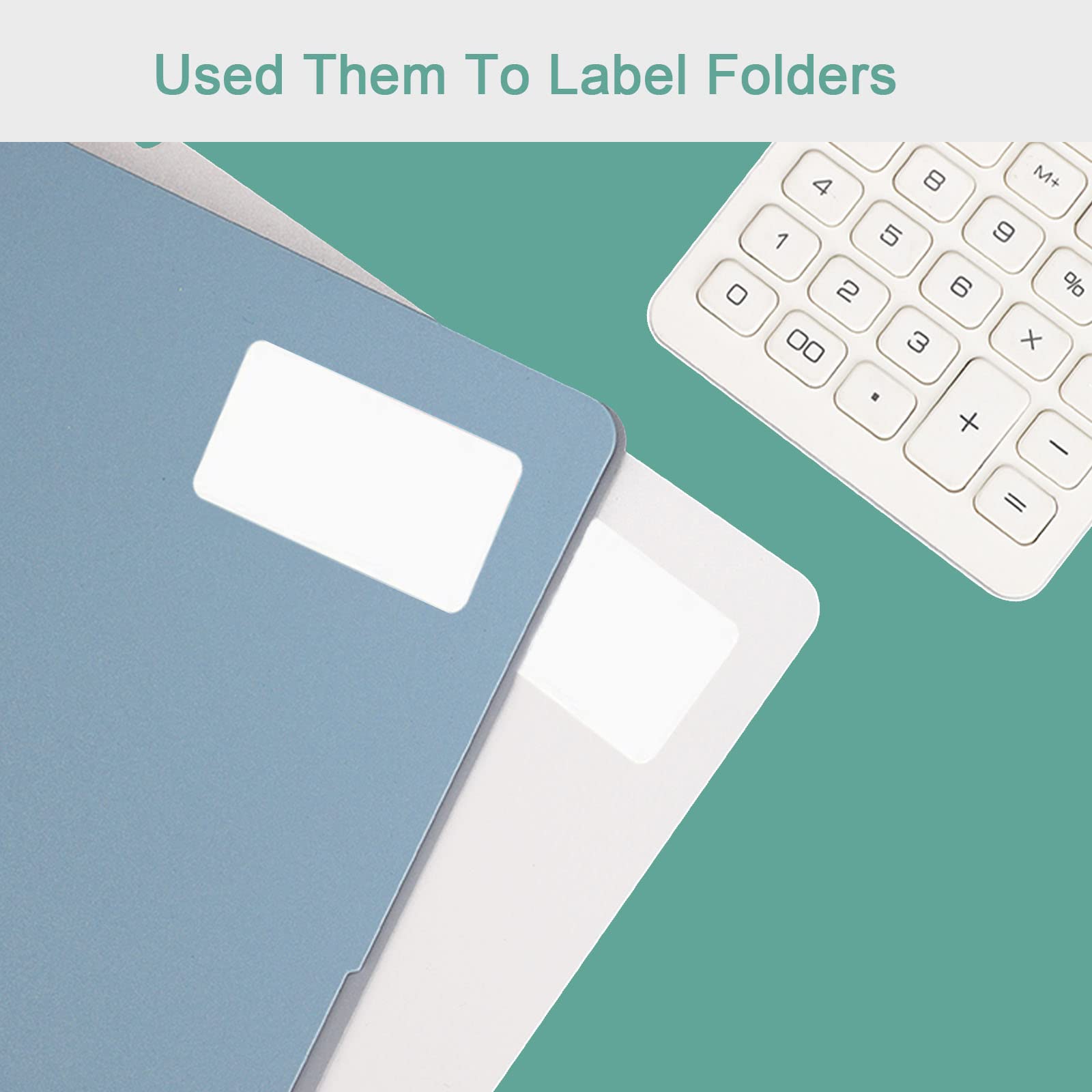 HOSSIAN 1x1.7 Inch White File Folder Labels - 450 Pack for Office Organization