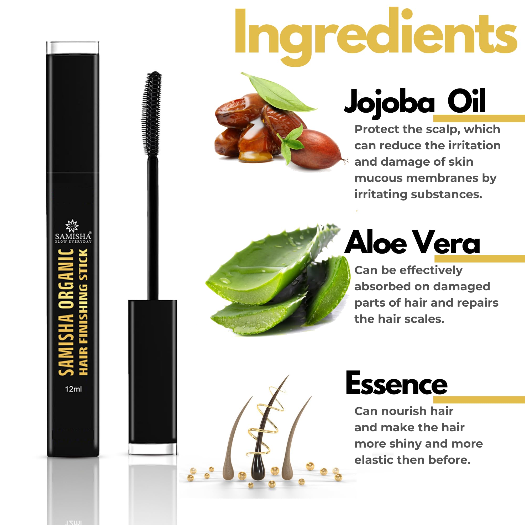 Hair Finishing Stick Gel for Frizzy Hair - No White Residue, Strong Hold Styling Wax for Women & Men - Perfect for Taming Flyaways, Smoothing Edges & Updos (Pack of 1)